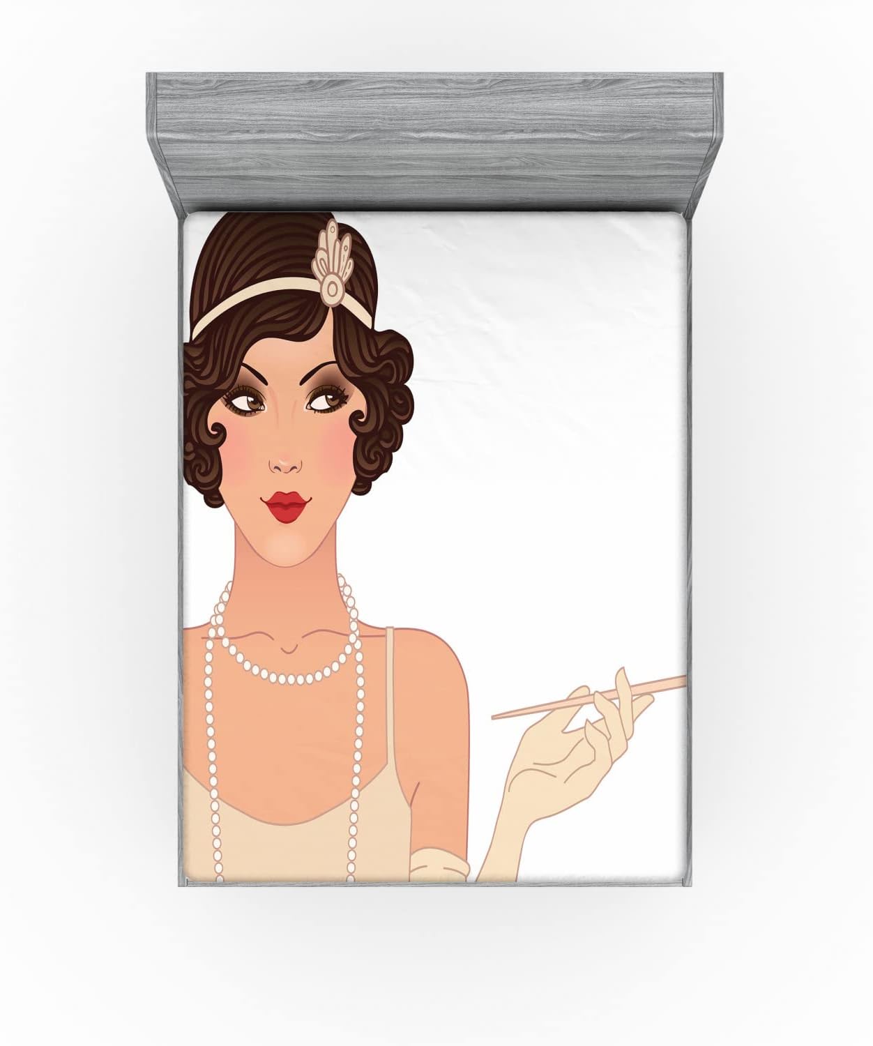 Ambesonne Pin Up Girl Fitted Sheet Pale Peach Chocolate California King