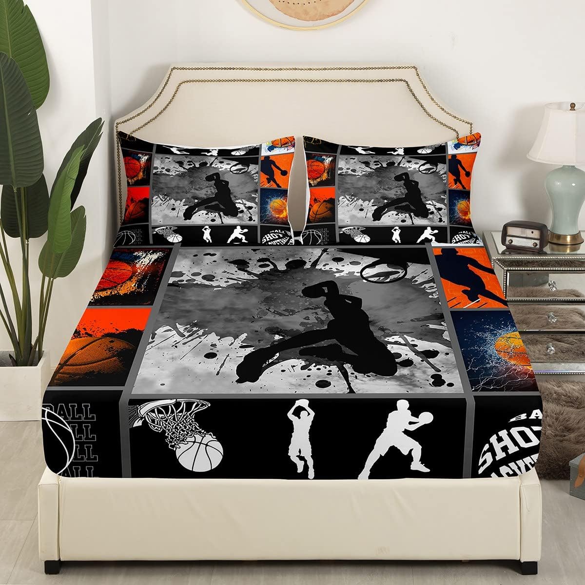 Erosebridal Water Fire Basketball Bed Sheets Twin Set 1