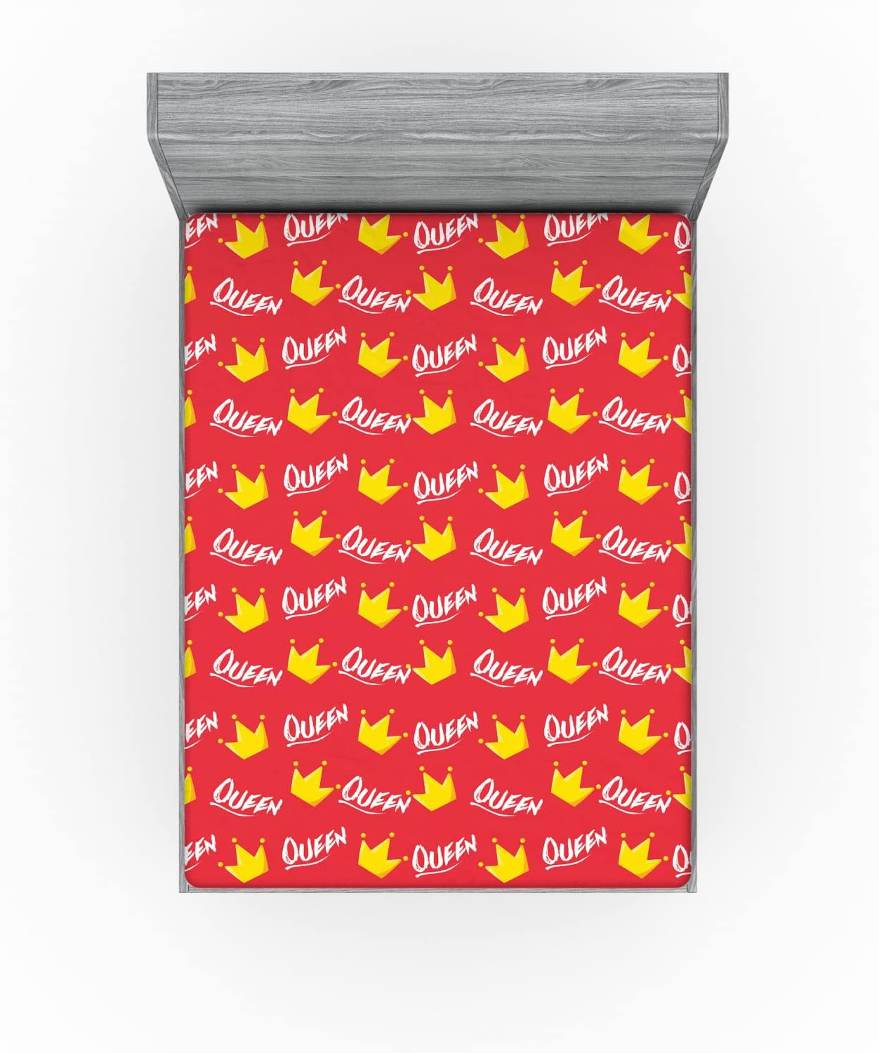 Ambesonne Queen Humour Fitted Sheet with Crown Design