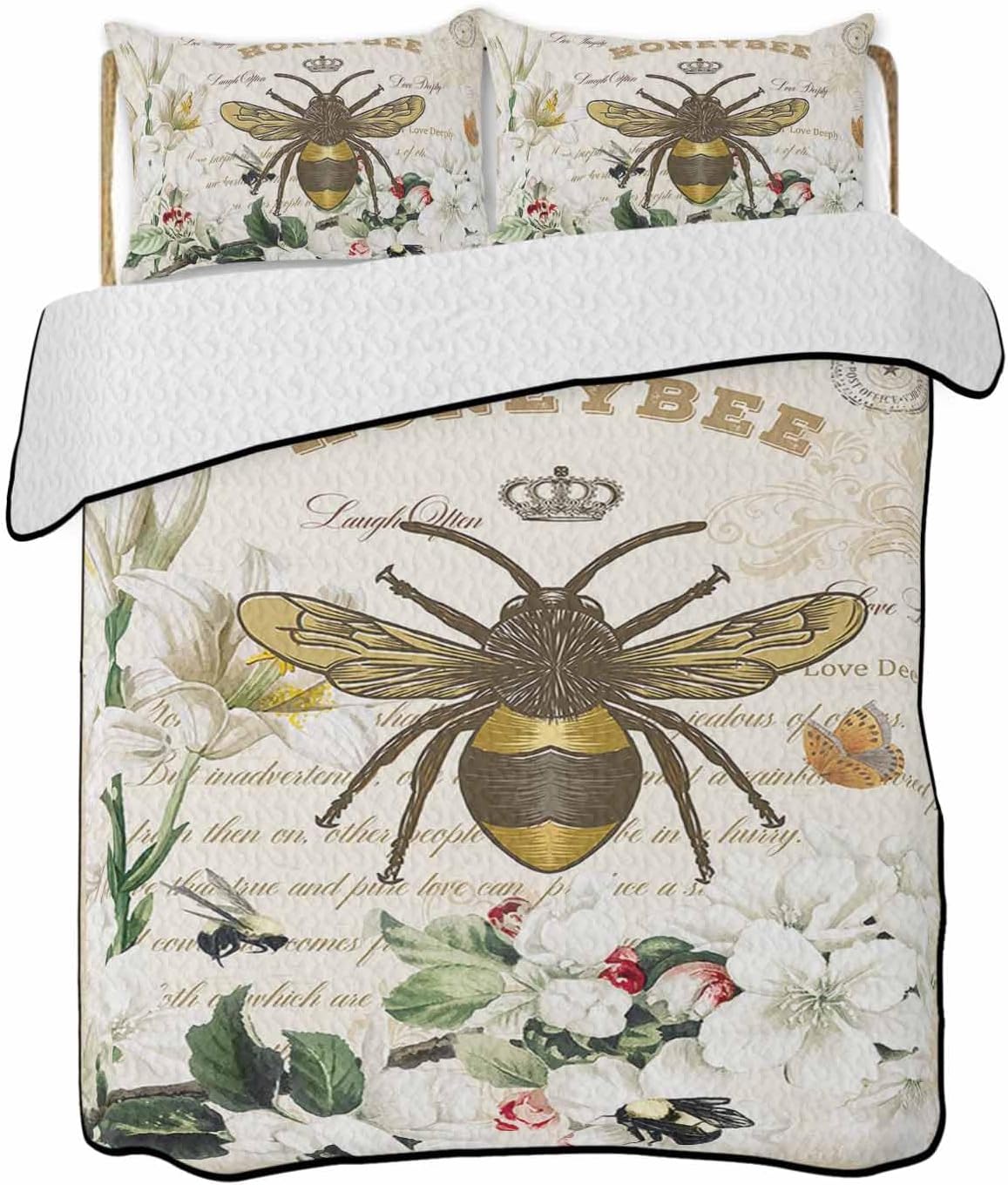 Chucoco Twin XL Quilt Bedding Set with Pillow Shams