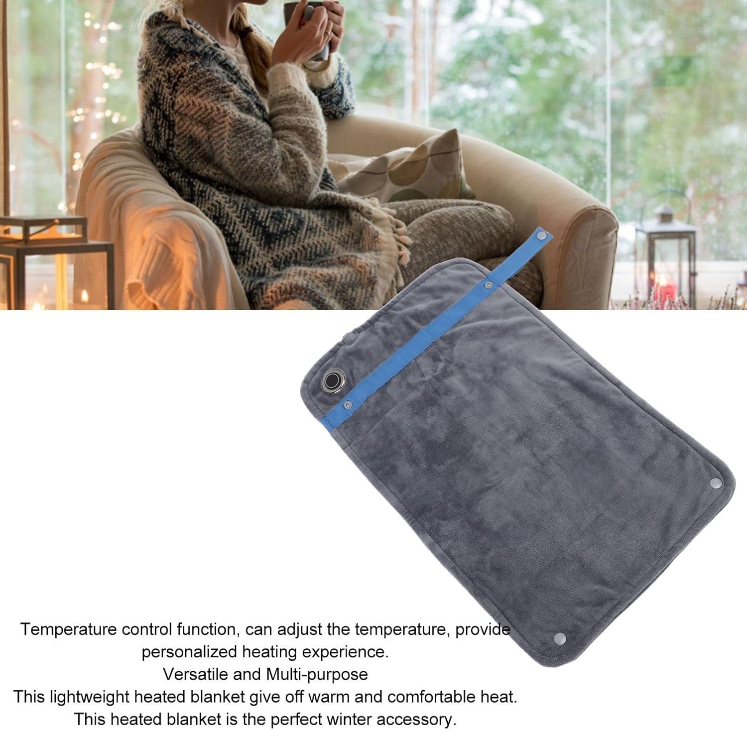 USB Heated Blanket with Temperature Control Dark Gray 1