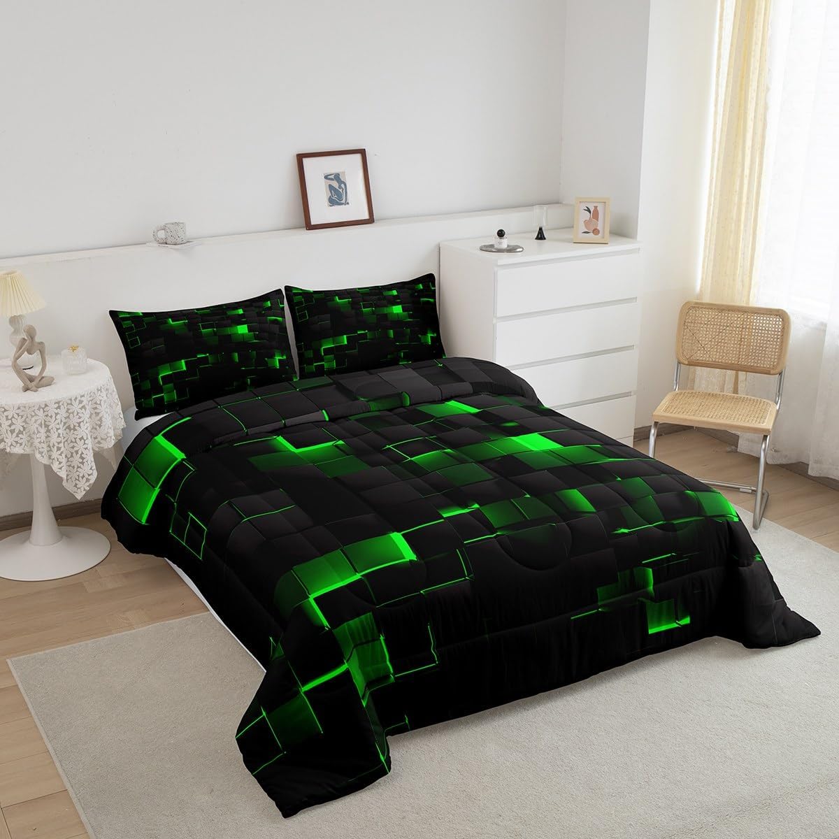 Erosebridal Queen Comforter Set Neon Geometric