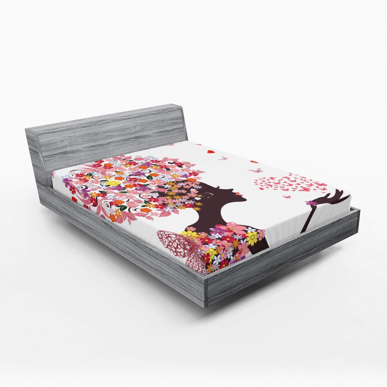 Ambesonne Butterflies Fitted Sheet Multicolor California King