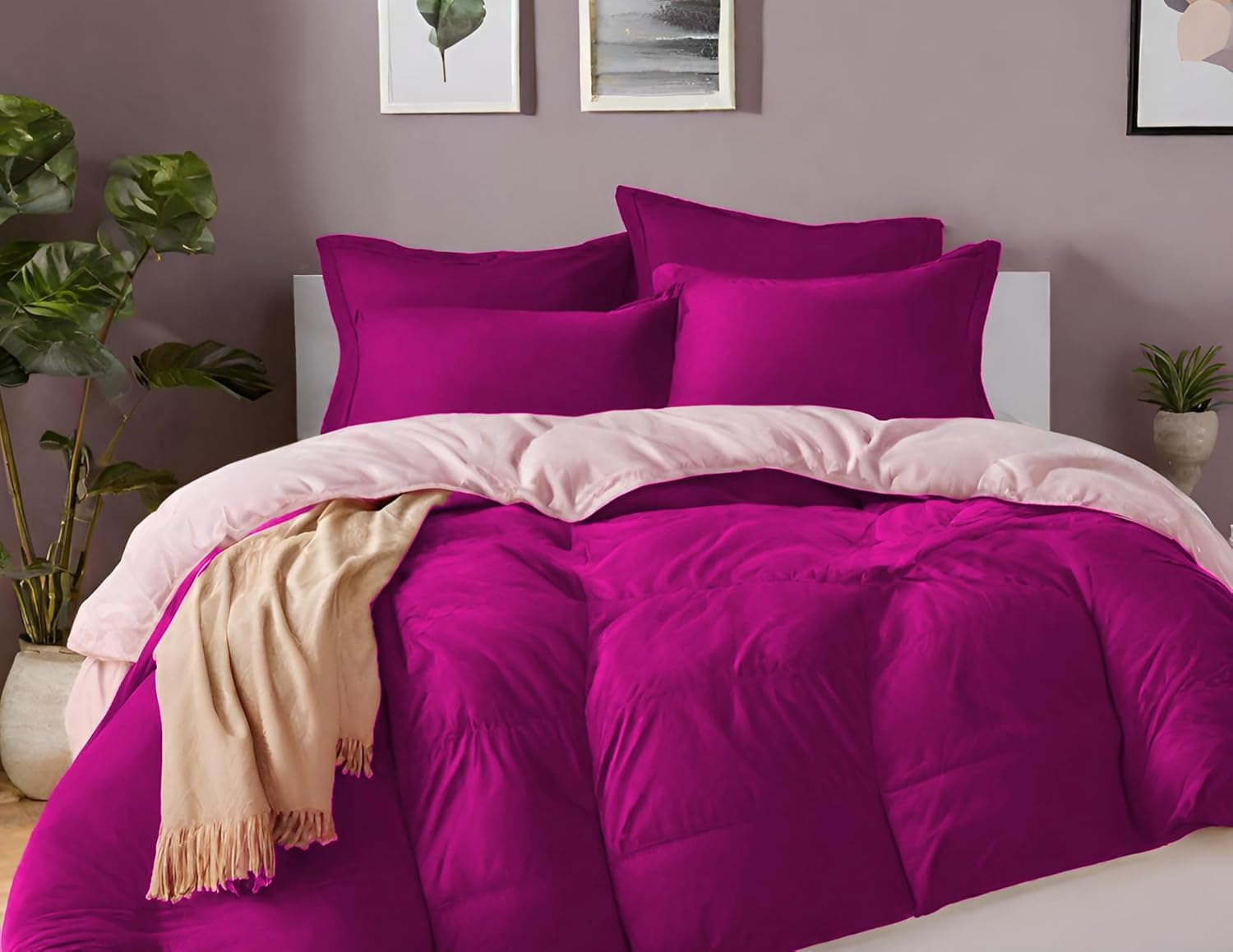 Embossed Lightweight Bed Comforter Set - Purple