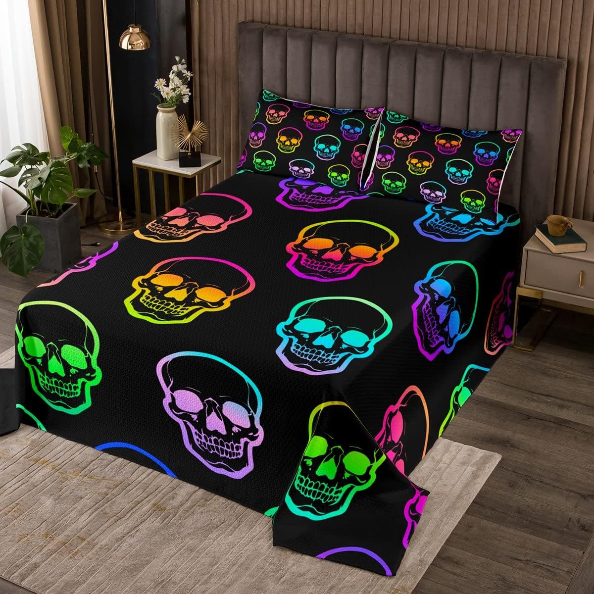 Erosebridal Death Skull Quilt Set Twin Size 1