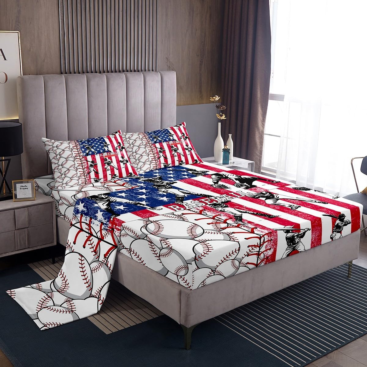 Erosebridal Baseball Bat Sheet Set Red White USA Flag 1