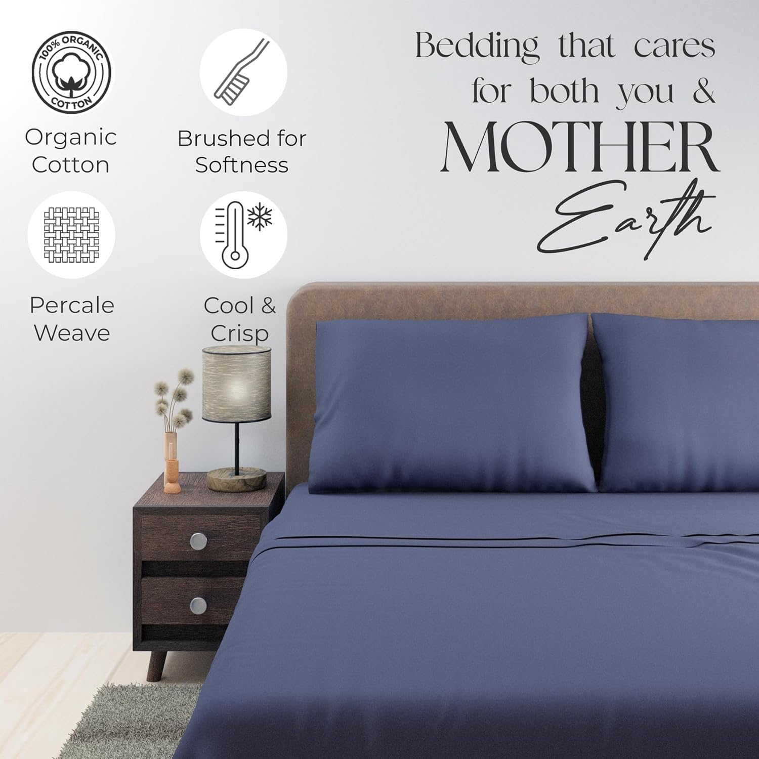 SUPREME ELEGANCE Organic Cotton Full Bed Sheet Set