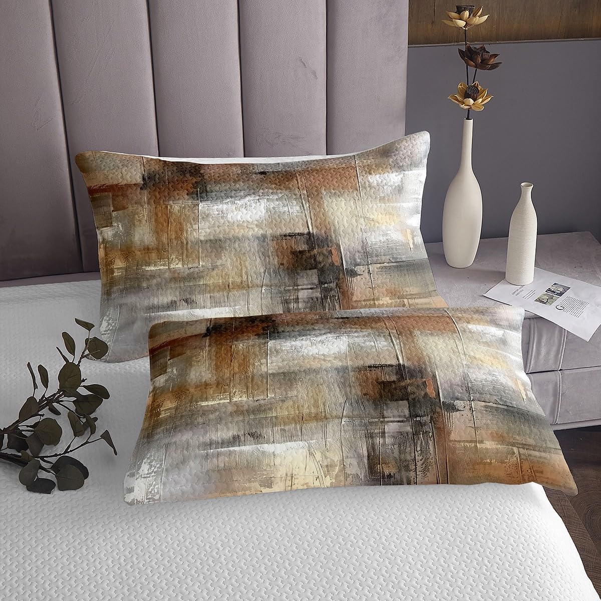 Erosebridal Ombre Bedspread King Size Brown Gradient Quilt Set