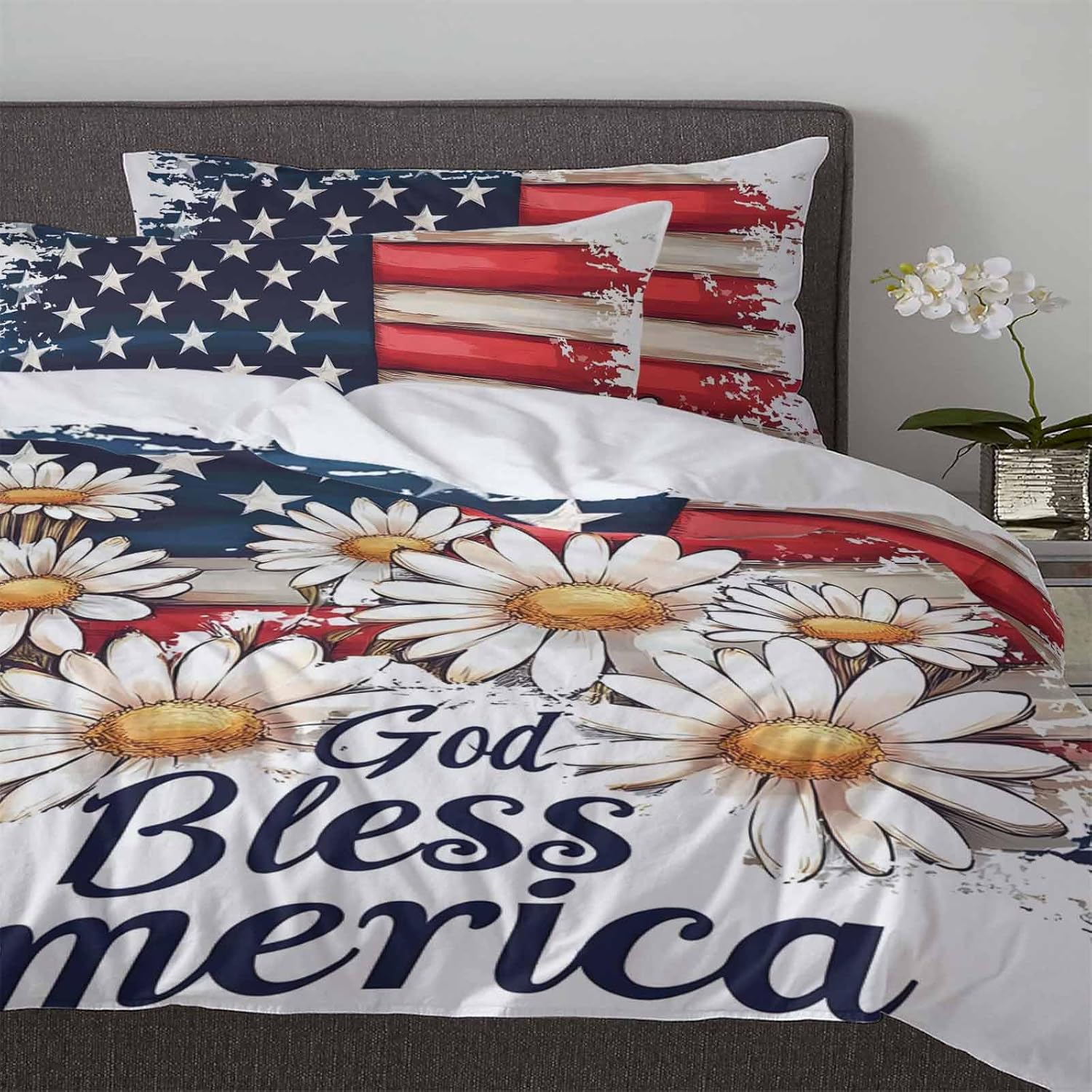 Boanket 3-Piece 4th of July Duvet Cover Set with Zipper