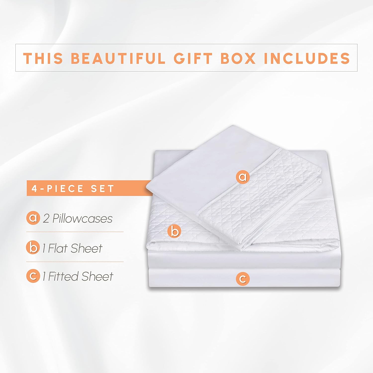 Elegant Comfort 4-Piece Quilted Bed Sheet Set - White