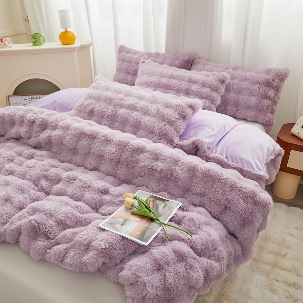 Roscloud Rabbit Plush Duvet Cover Set 3PC Twin