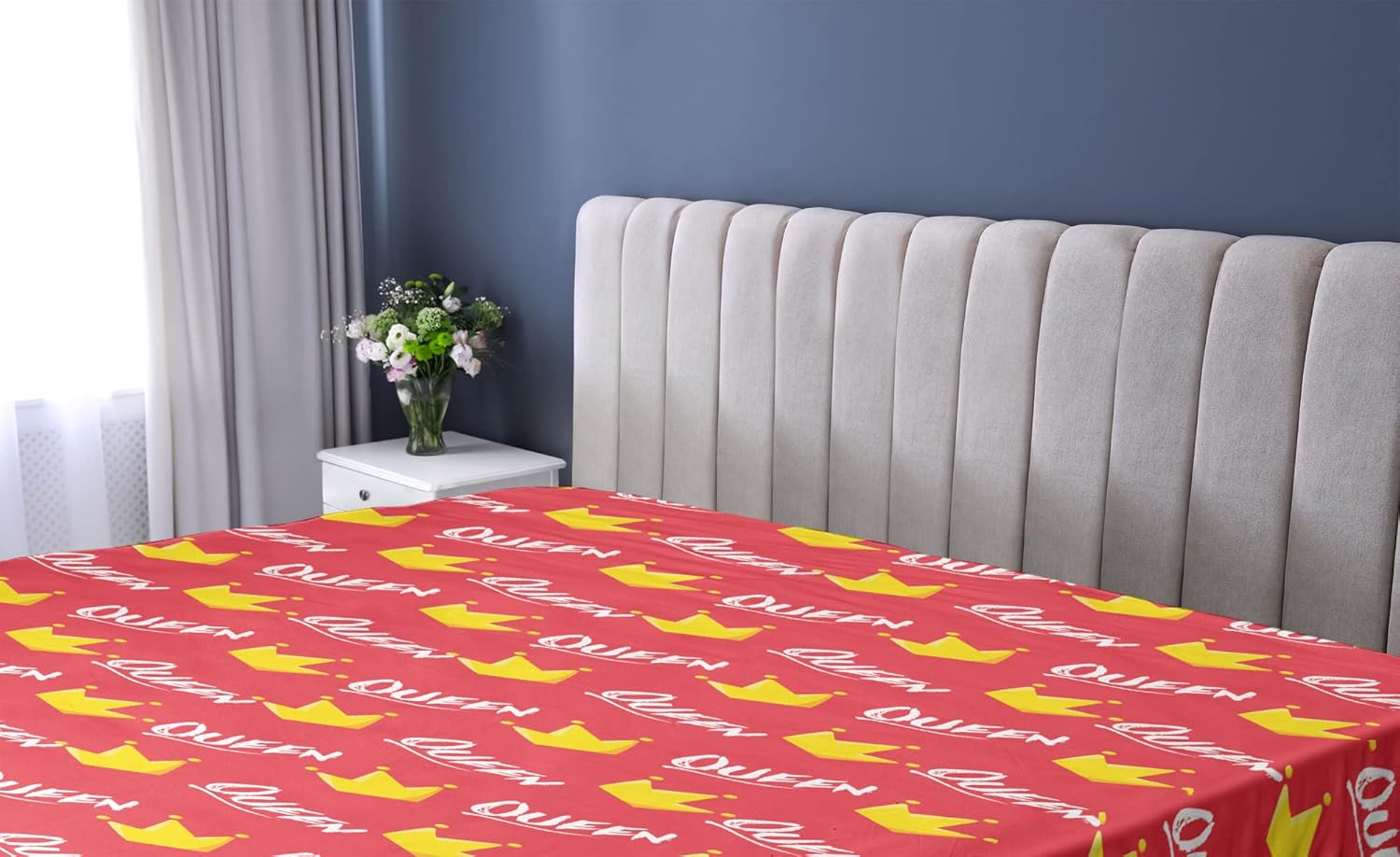 Ambesonne Queen Humour Fitted Sheet with Crown Design