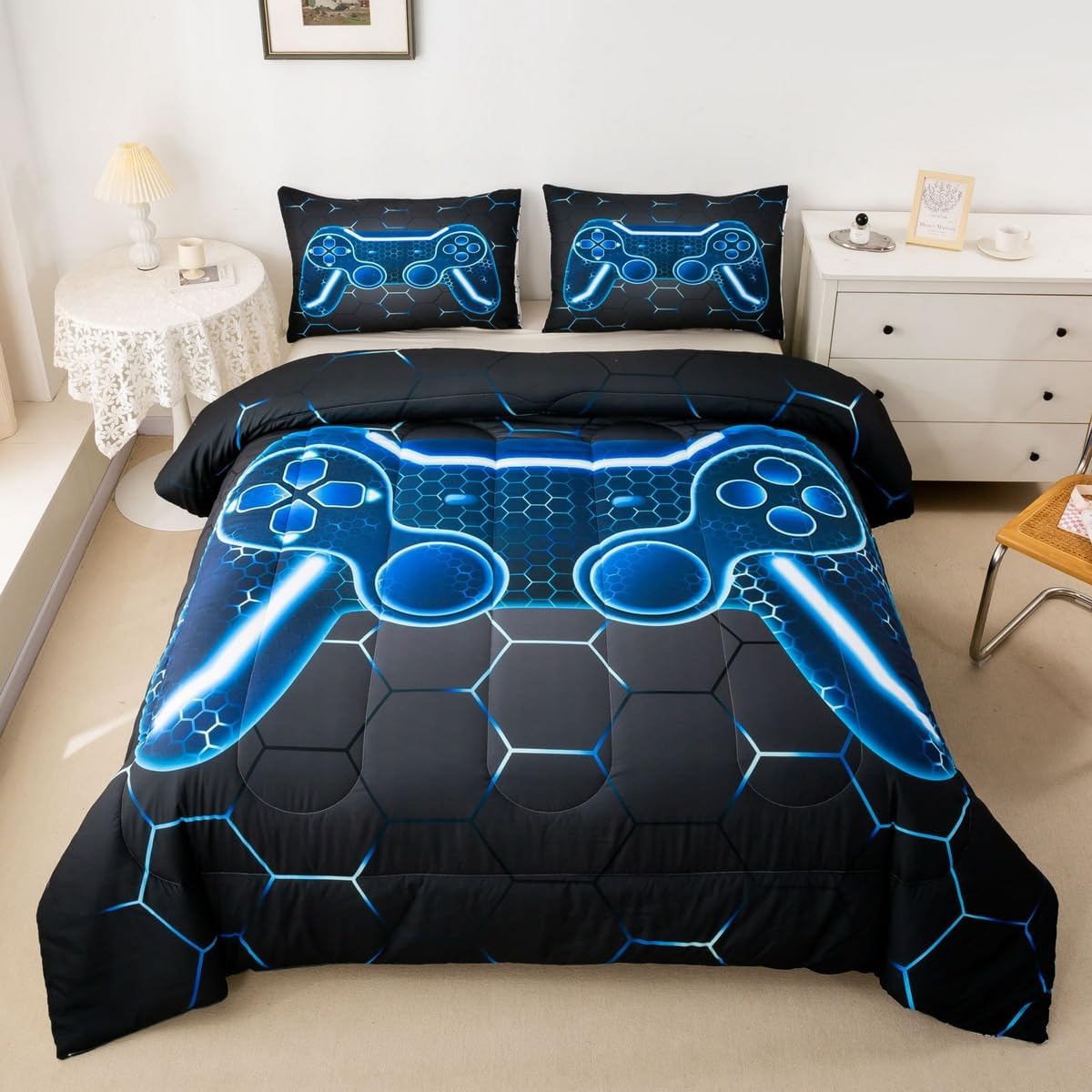 Feelyou Gaming Comforter Set Twin Size Blue