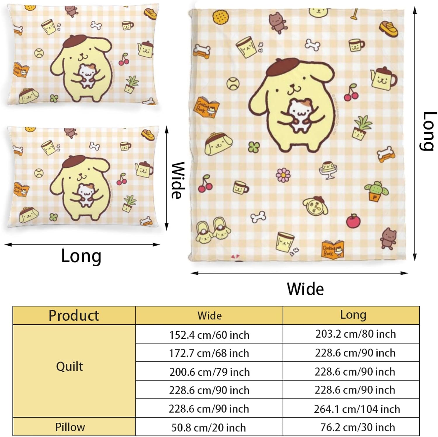 DIEZ Cartoon Pompompurin Comforter Set Twin Size 3pcs with Pillowcases