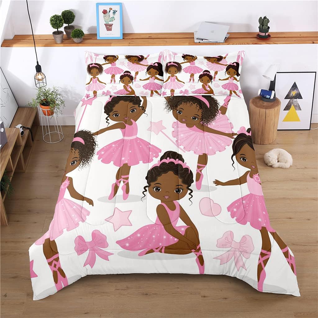 SIRDO Queen Comforter Set for Girls with Ballet Dancer Design