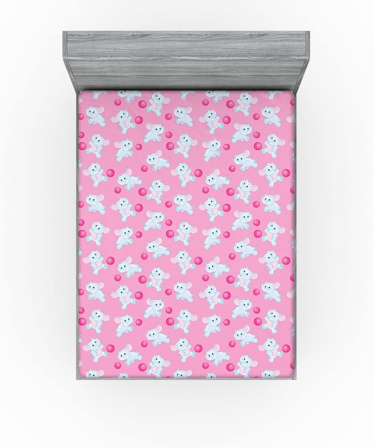 Ambesonne Animal Fitted Sheet for Kids California King Pale Blue Pink