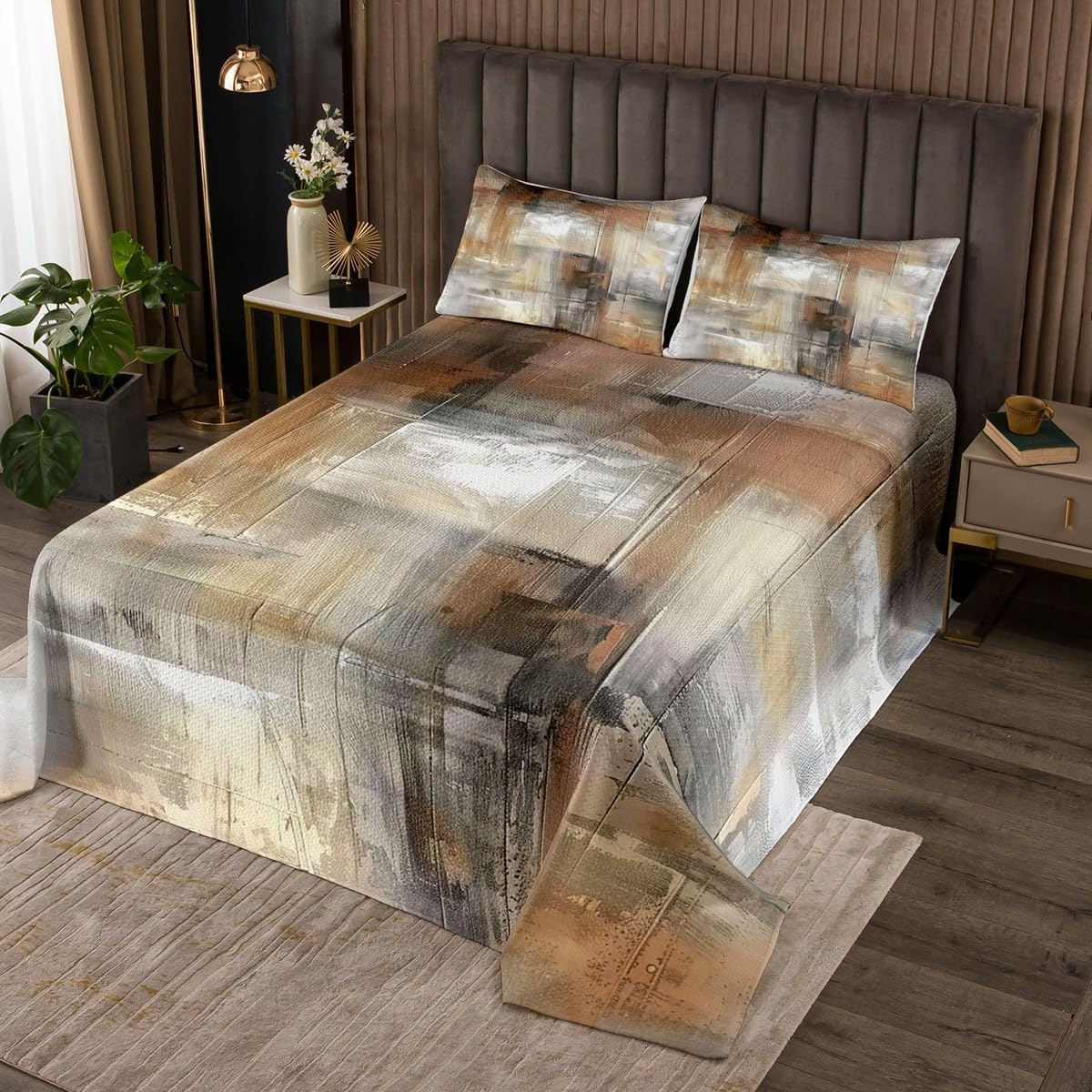 Erosebridal Ombre Bedspread King Size Brown Gradient Quilt Set