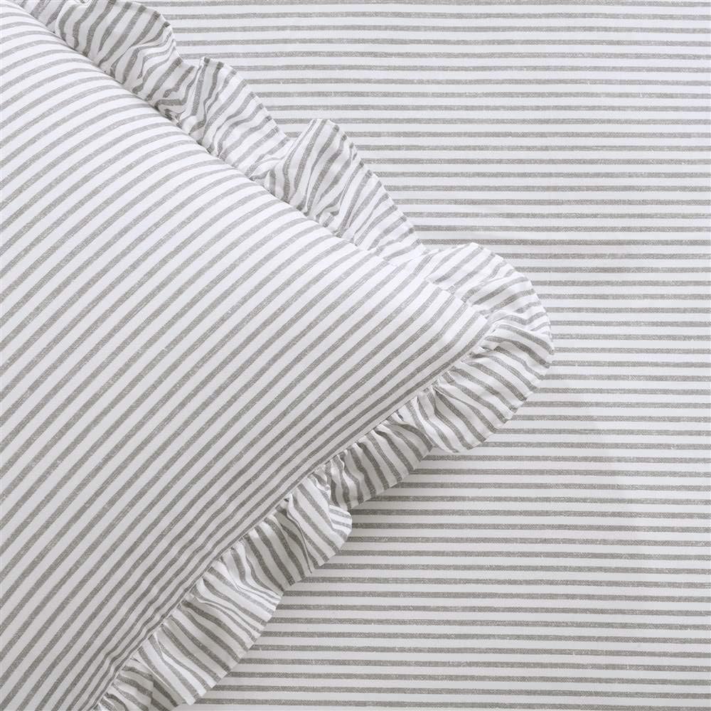 Lush Decor Gray Ticking Stripe Bedspread Set King 3 Piece