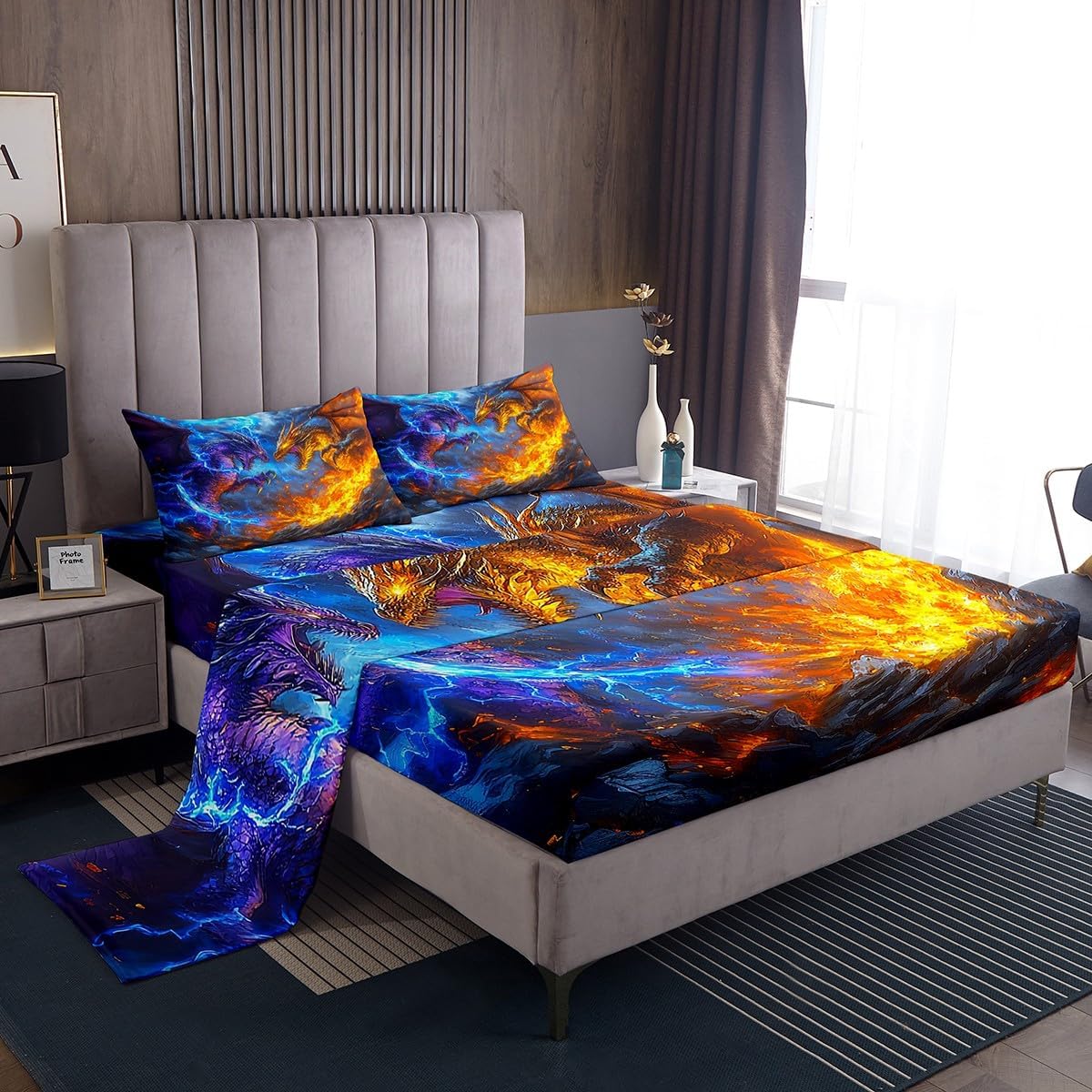 Erosebridal Monster Sheet Set with Dragon Print