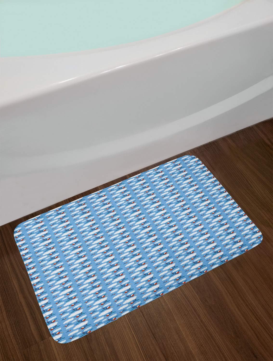 Ambesonne Blue Sky Bath Mat Plush Non-Slip Aircraft Decor
