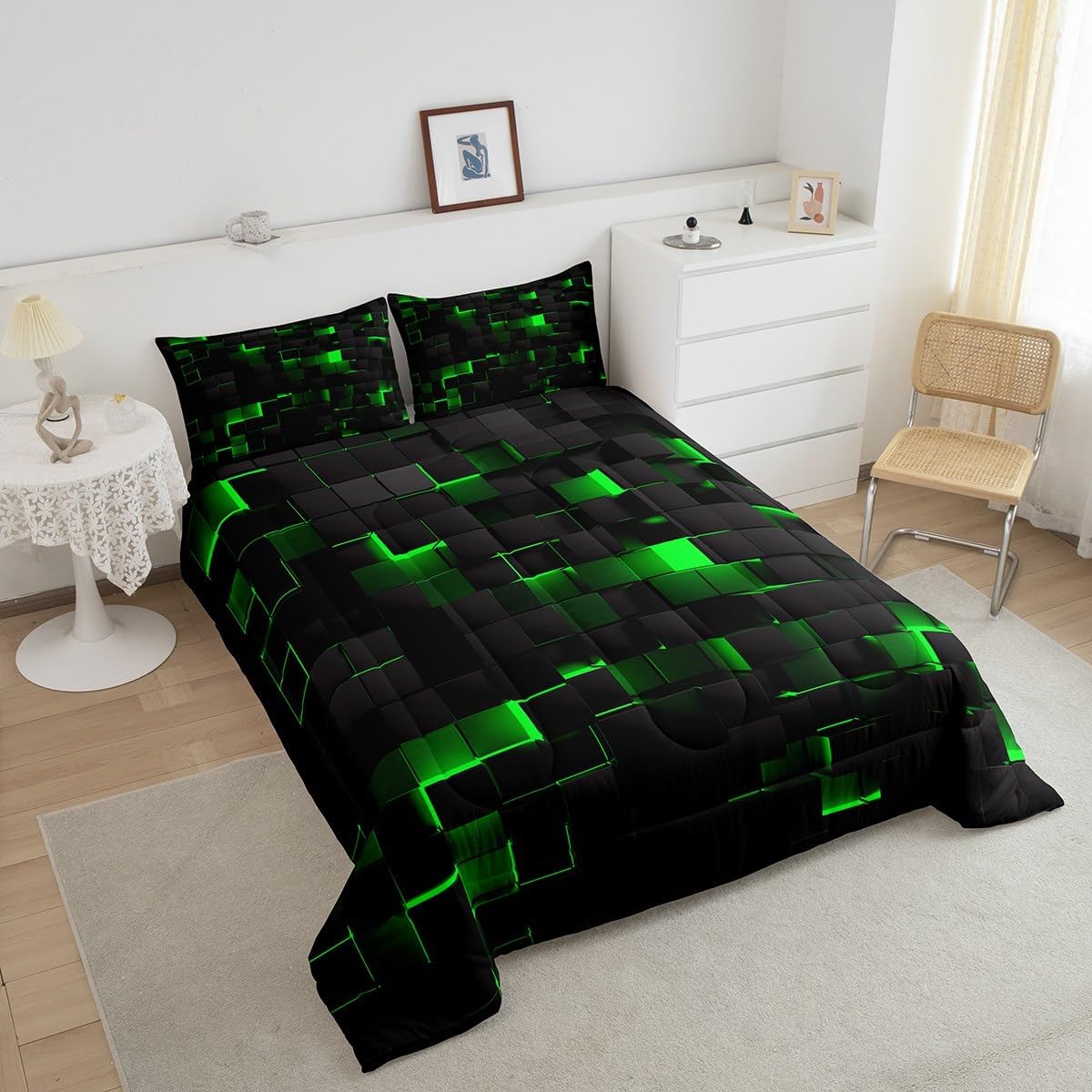 Erosebridal Queen Comforter Set Neon Geometric