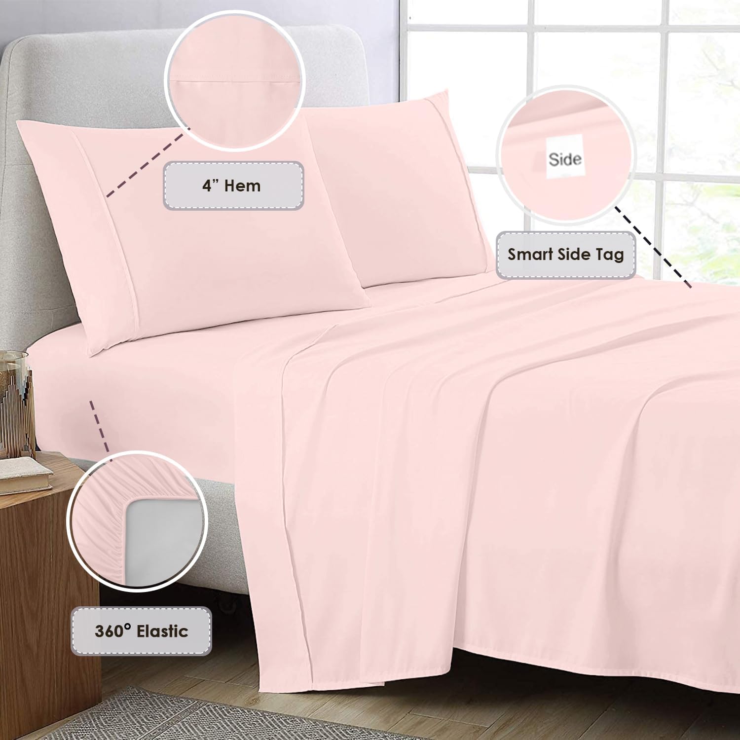 Pizuna Pure 100 Cotton Queen Sheets with Deep Pocket