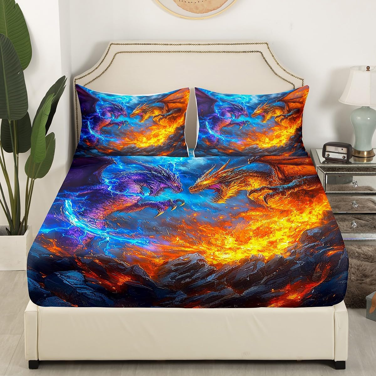 Erosebridal Monster Sheet Set with Dragon Print