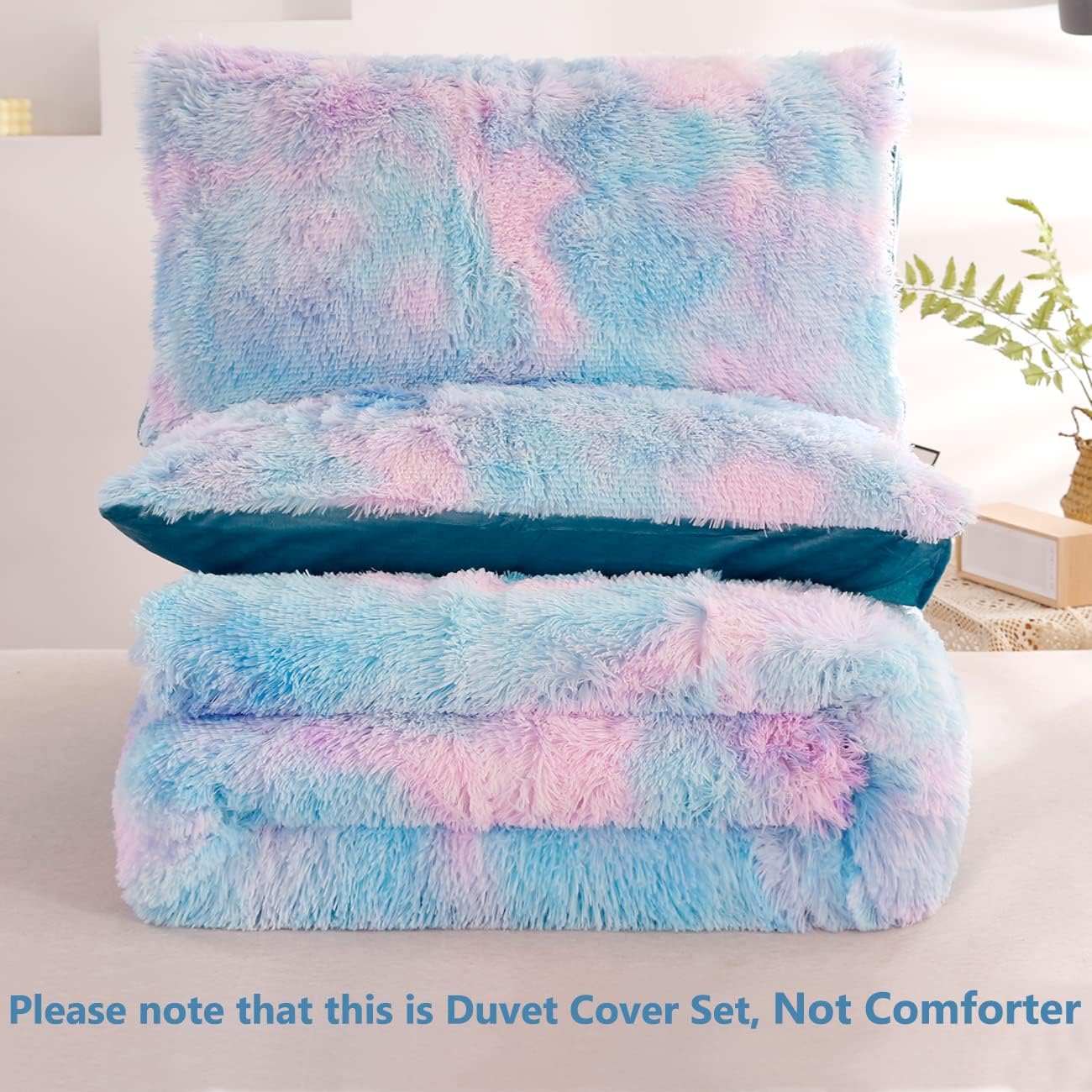 SUCSES Tie Dye Plush Duvet Cover Set Full Size