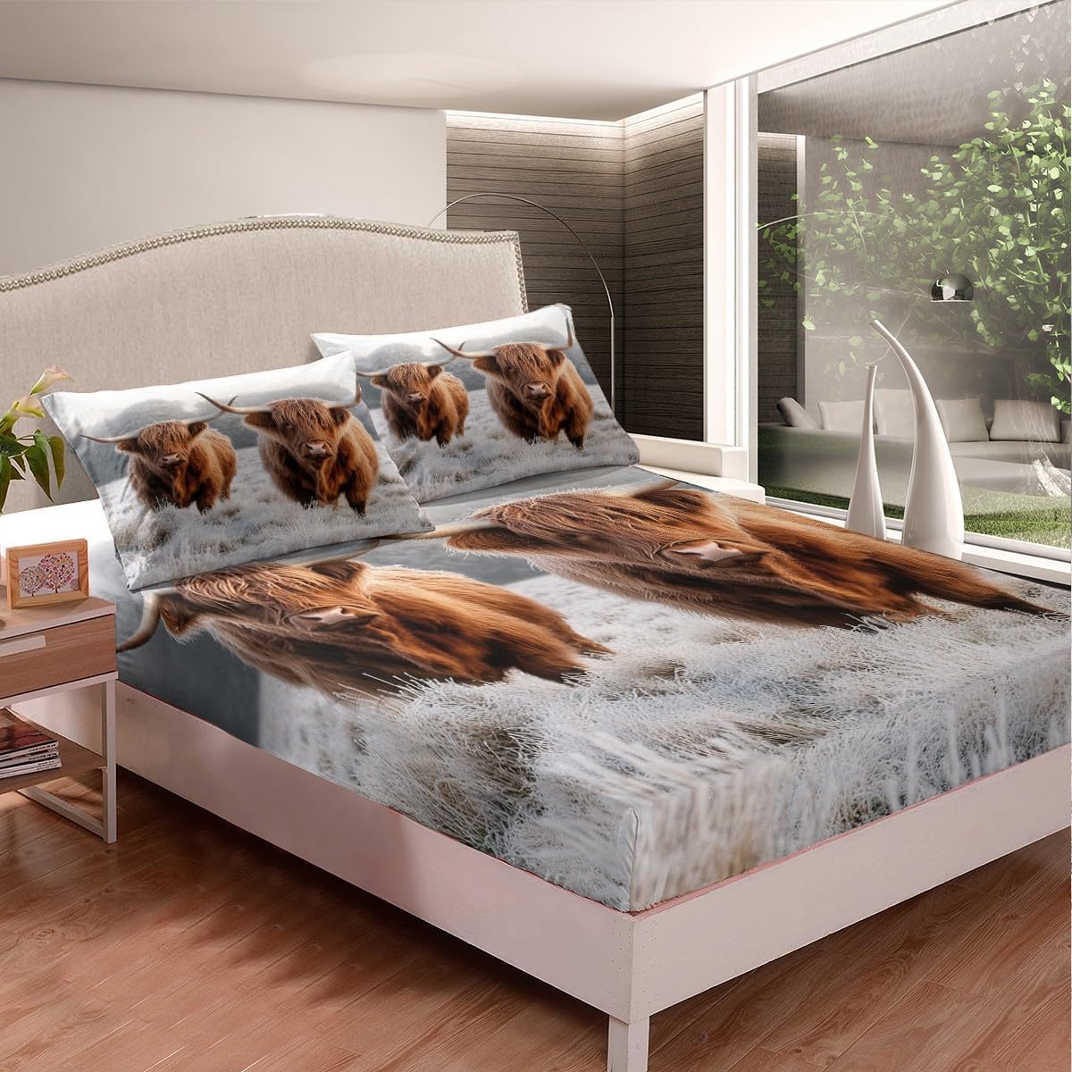 Erosebridal Funny Brown Cow Fitted Sheet Set TwinXL