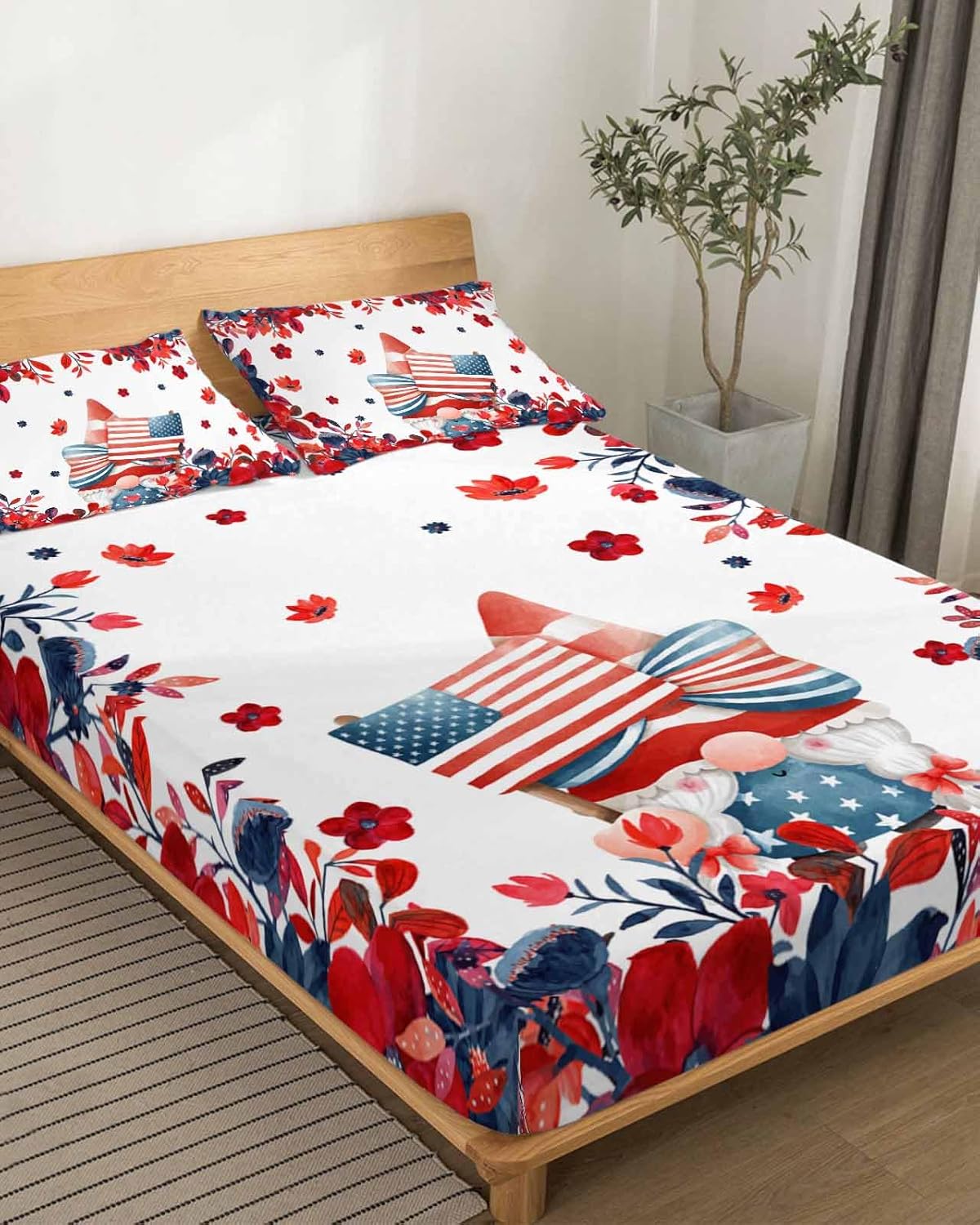 Boanket 4th of July Gnomes Cal King Sheet Set 4 Piece