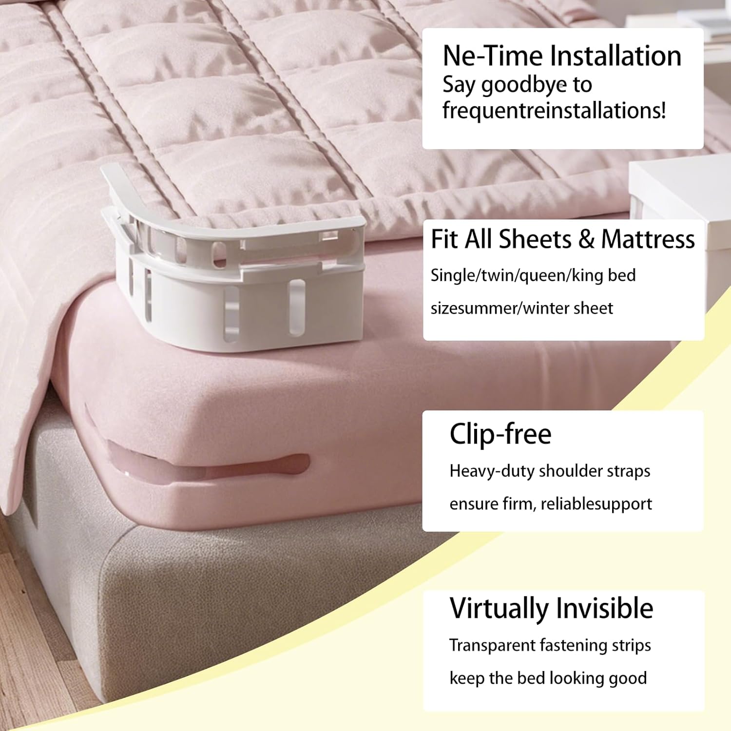 Veroral Bed Sheet Holder Lock Strips - 4 Pack White