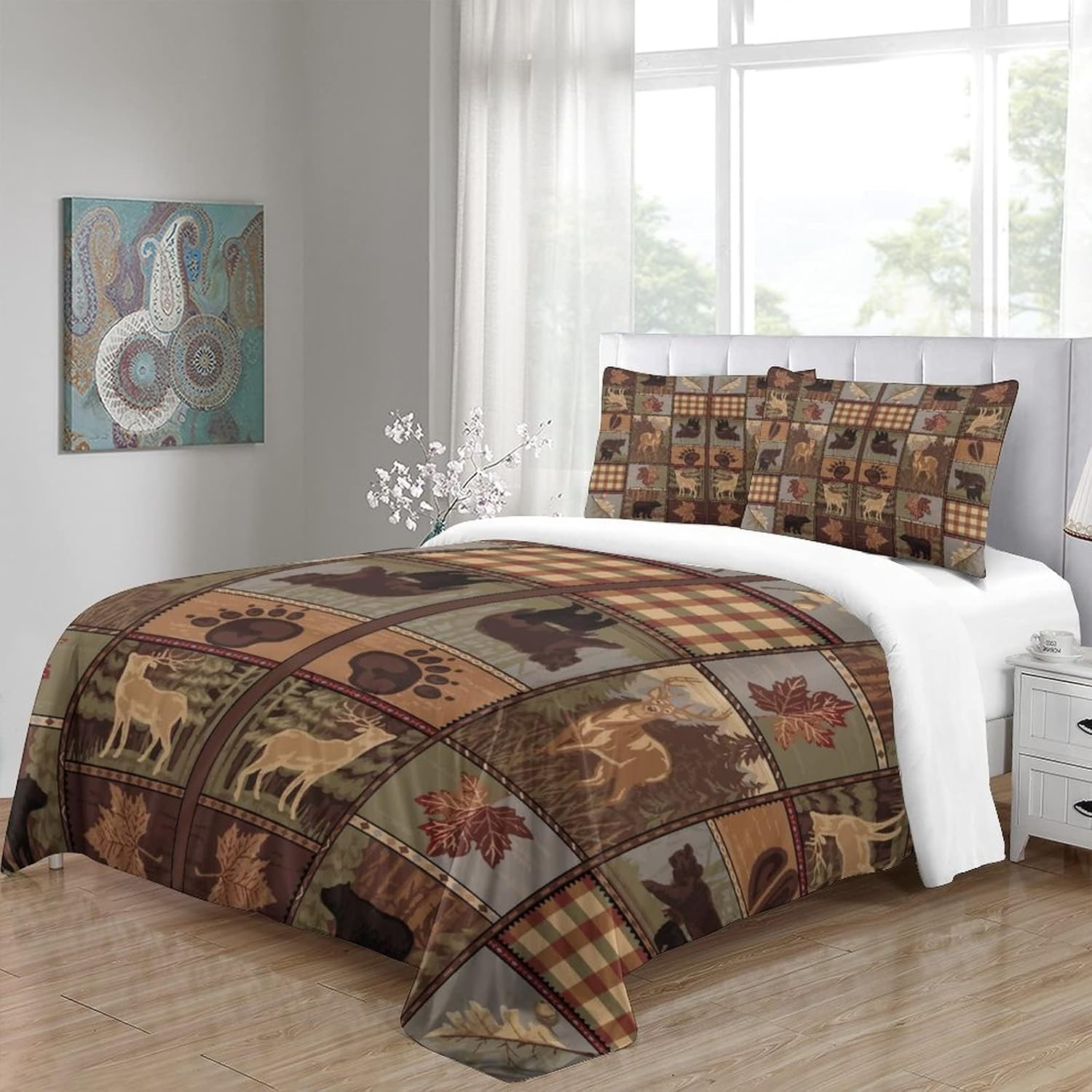 Black White Buffalo Plaid Quilt Set with Pillow Shams