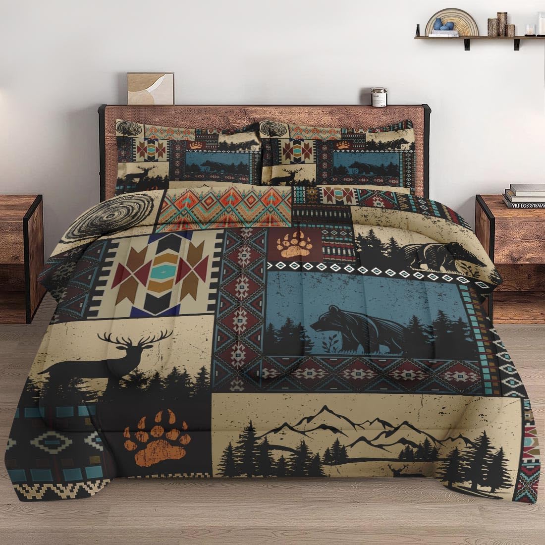 WeCozy Twin Comforter Set with Pillowcase Black White Abstract Animal Print