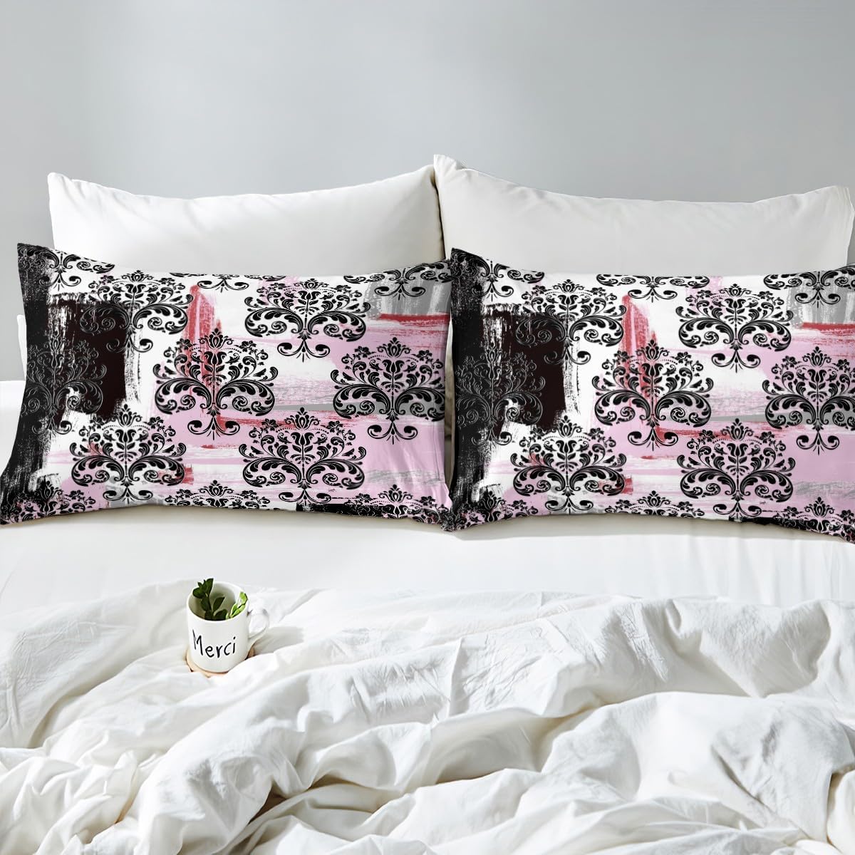 Erosebridal Pink Black Graffiti Twin Bed Sheet Set