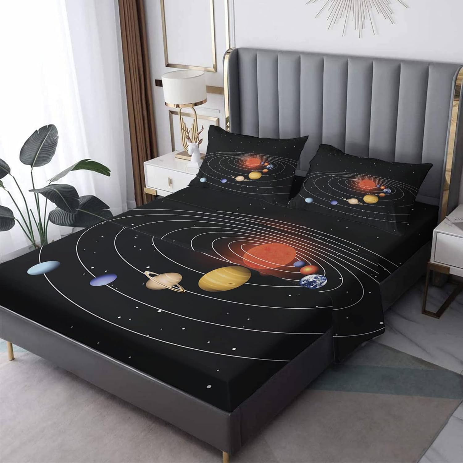 Solar System Sheets King Bed Sheet Set - Planets Design