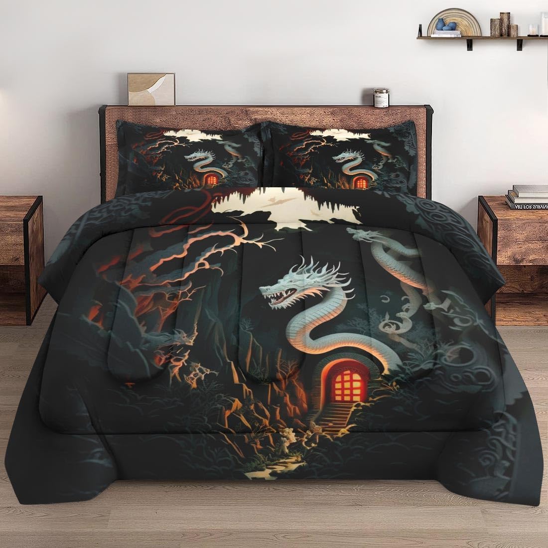 Pamnest Dragon Comforter Set Twin Size 2 Pcs