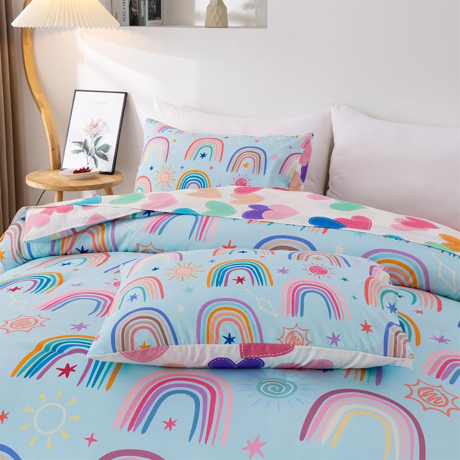 Holawakaka Boho Rainbow Comforter Set with Sheets