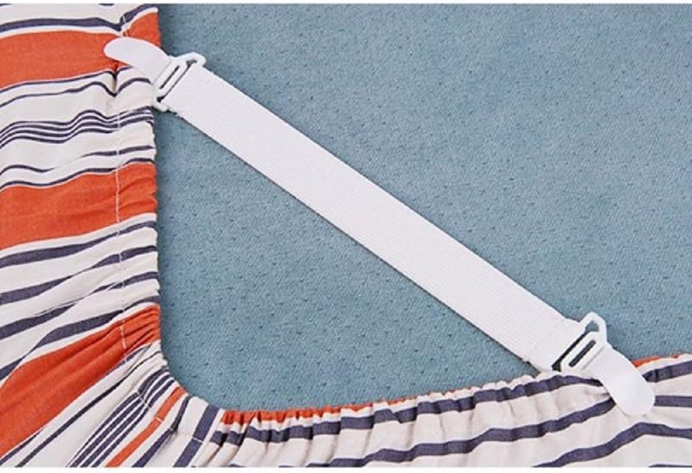 8 Pack Bed Sheet Fastener with Plastic Clasp and Elastic Band