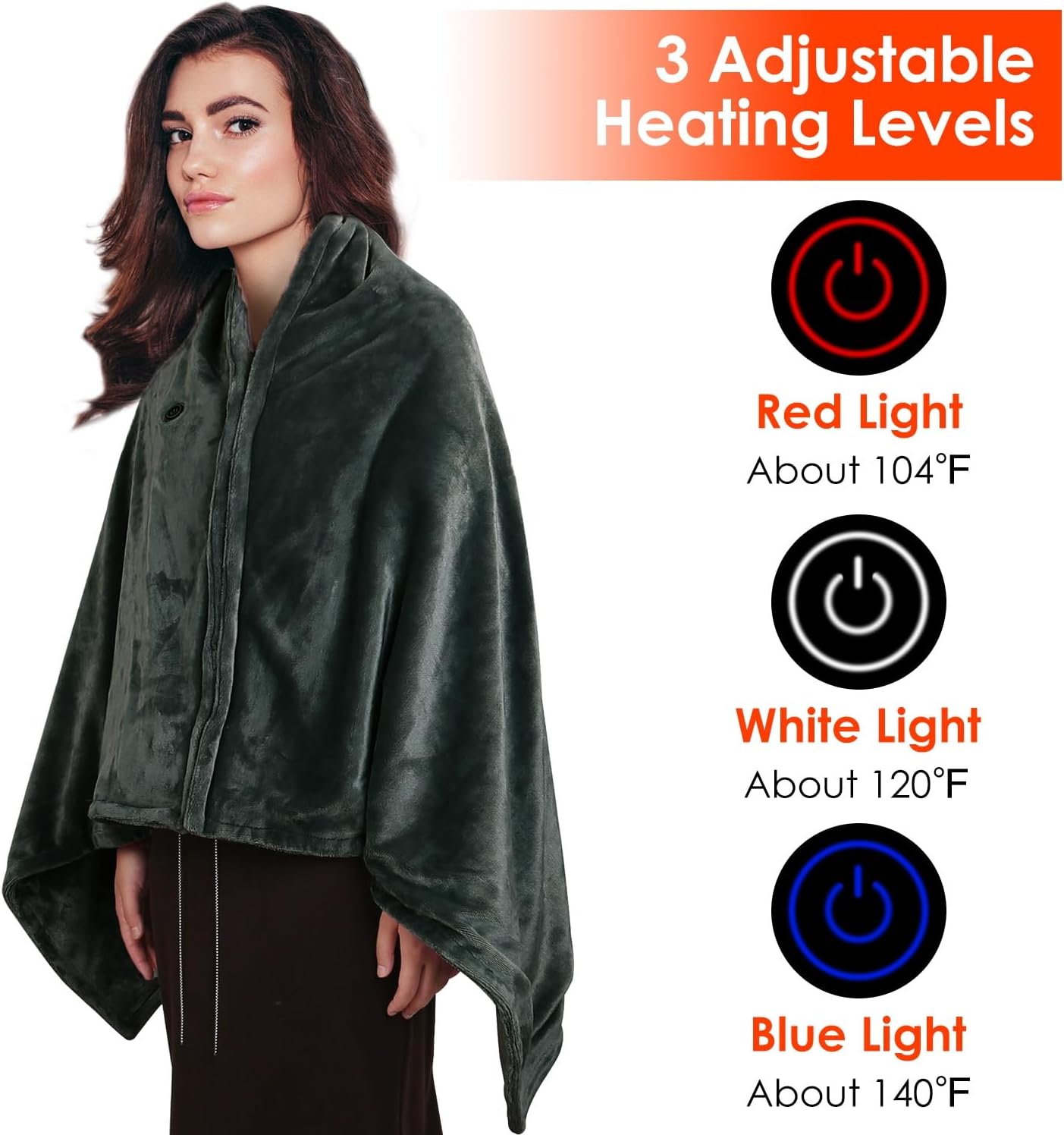Moclever USB Heated Shawl with Zipper for Home Office 1