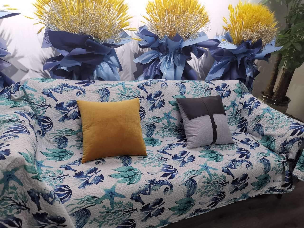 Coastal Bedding Set Queen Reversible Quilts Coverlet