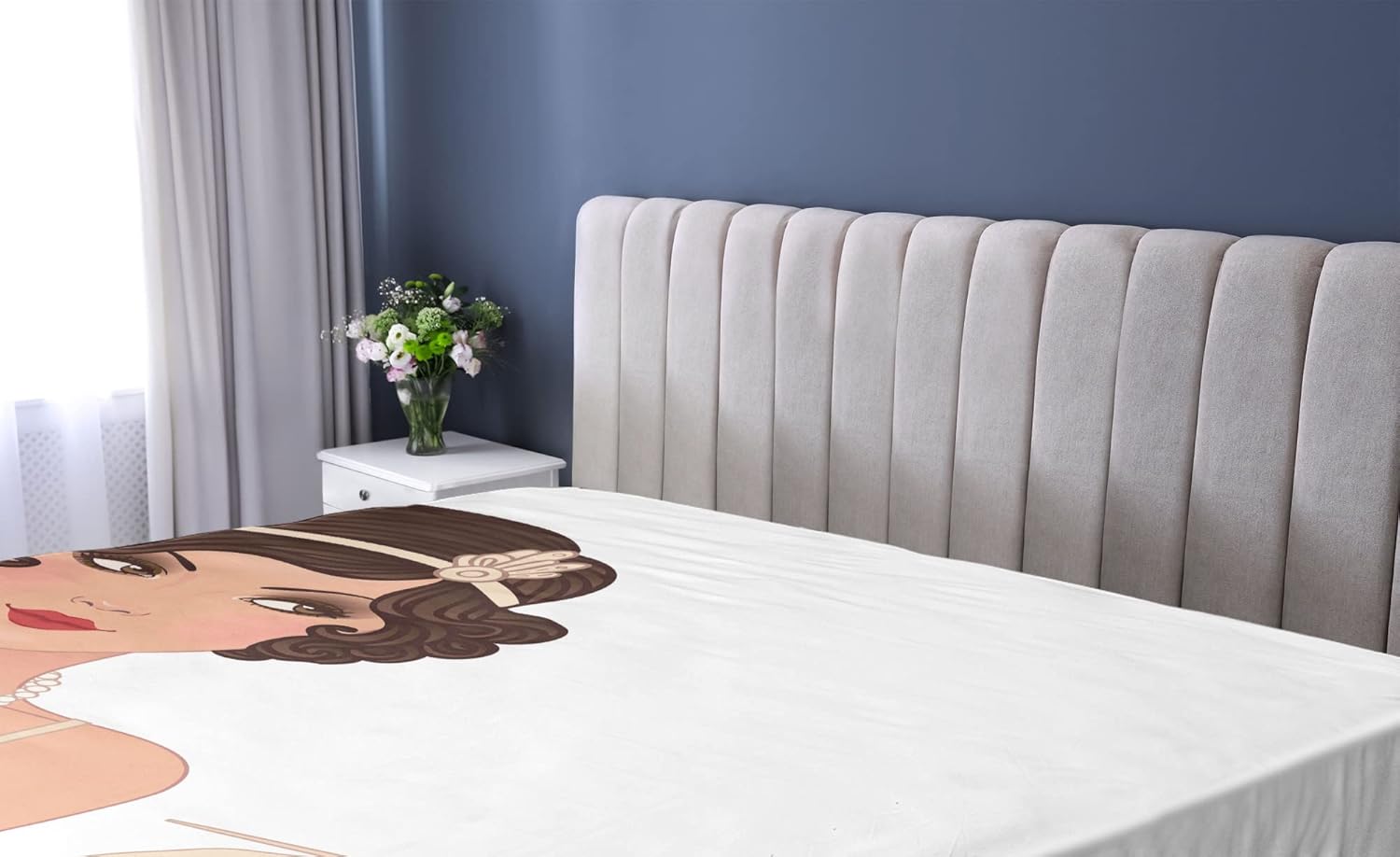 Ambesonne Pin Up Girl Fitted Sheet Pale Peach Chocolate California King