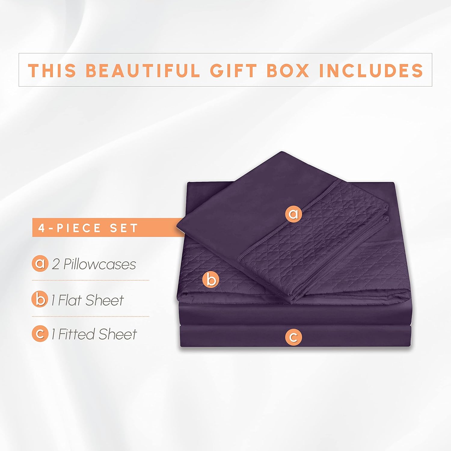 Elegant Comfort 4-Piece Quilted Bed Sheet Set - Purple