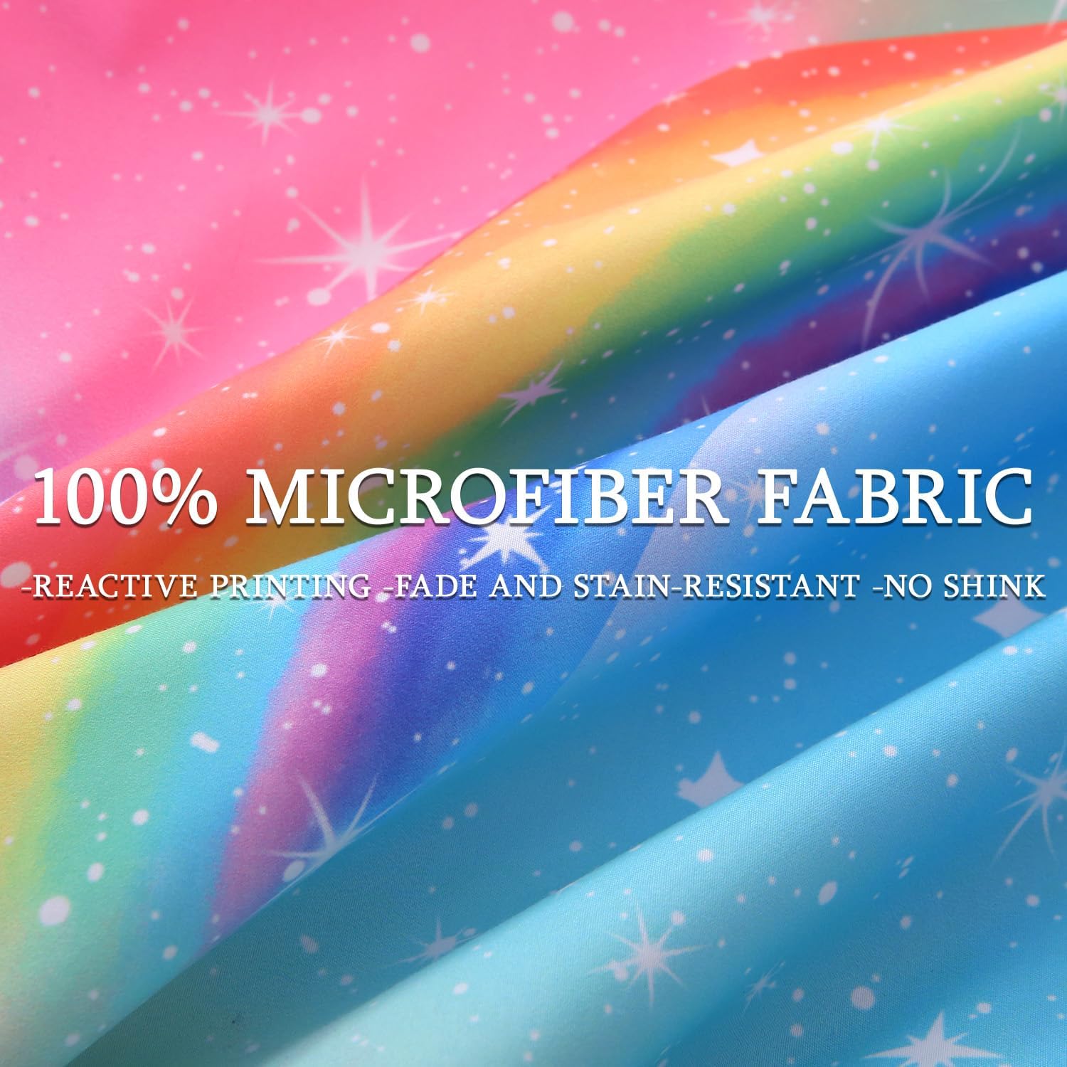 JQinHome Rainbow Comforter Set for Teen Girls