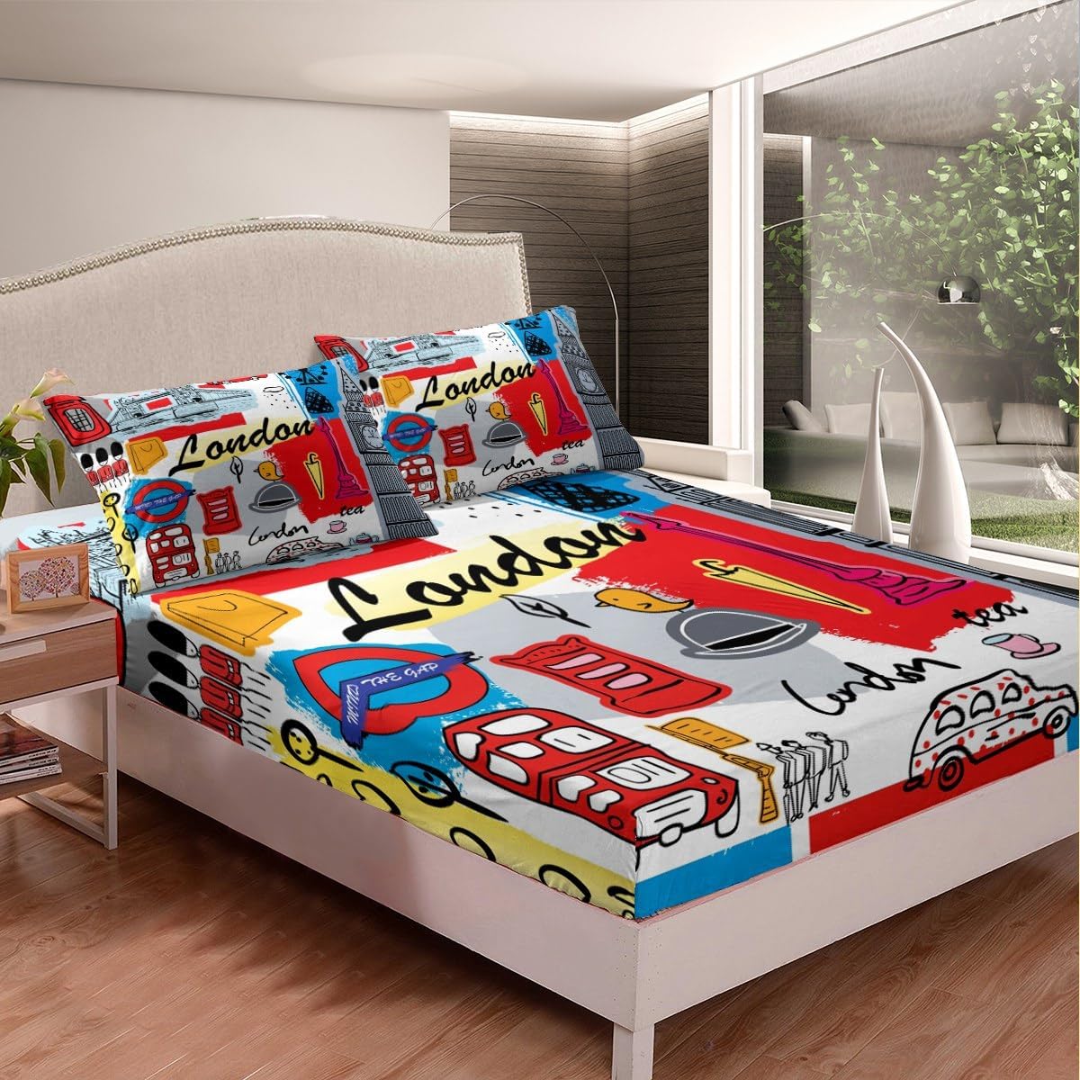 Feelyou London Themed Fitted Sheet Set Kids 1
