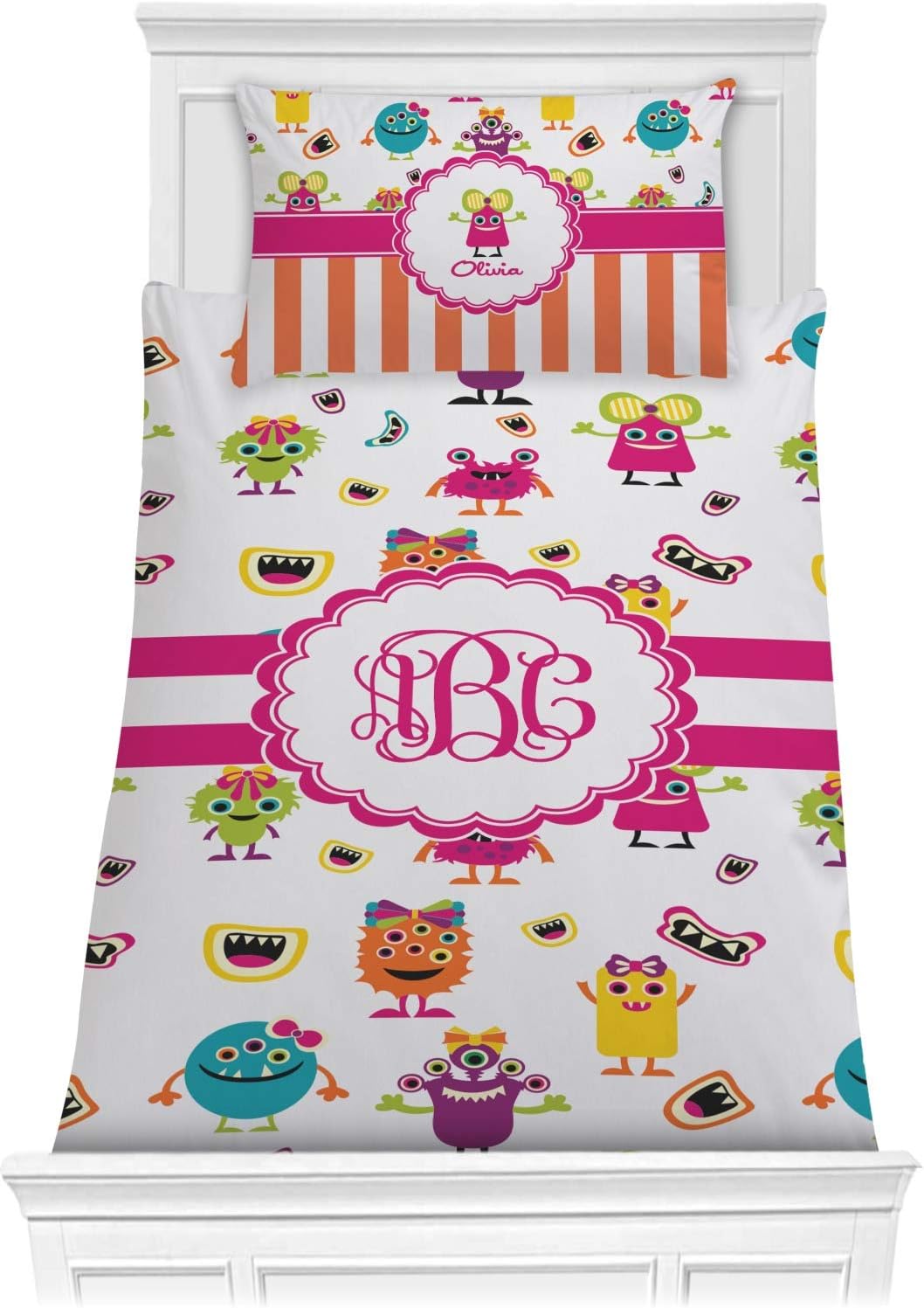 Personalized Girly Monsters Comforter Set Twin XL