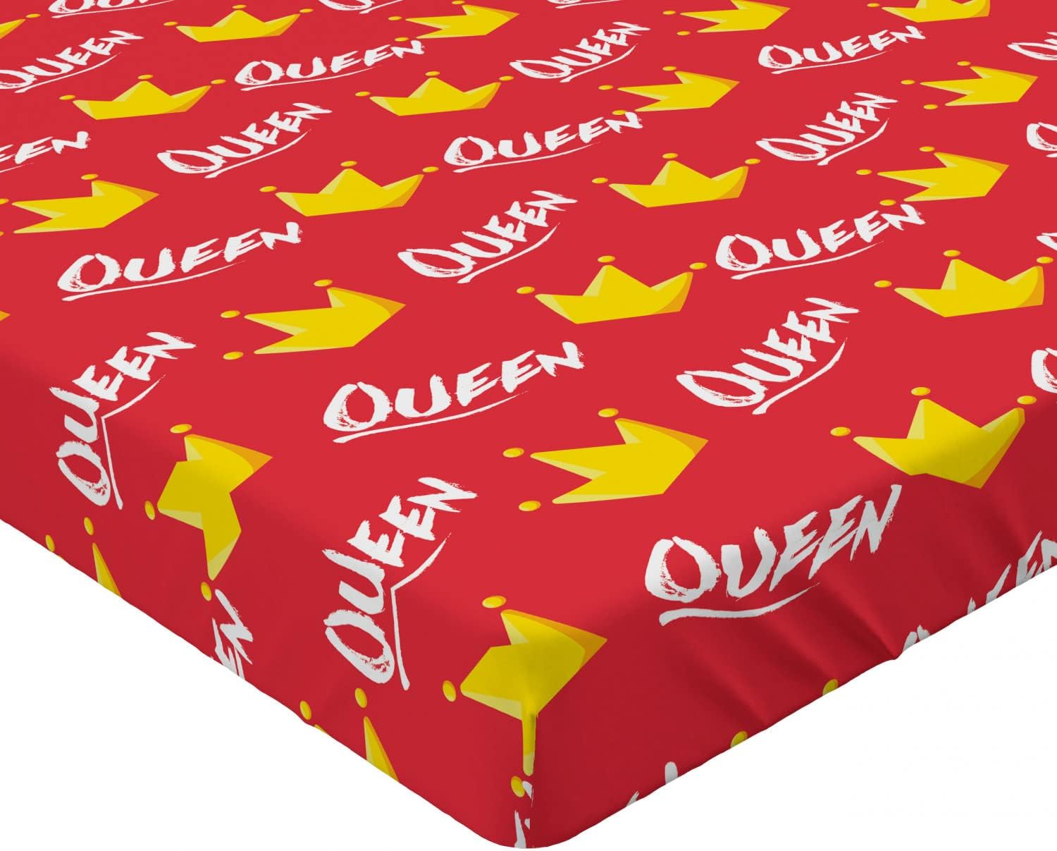Ambesonne Queen Humour Fitted Sheet with Crown Design
