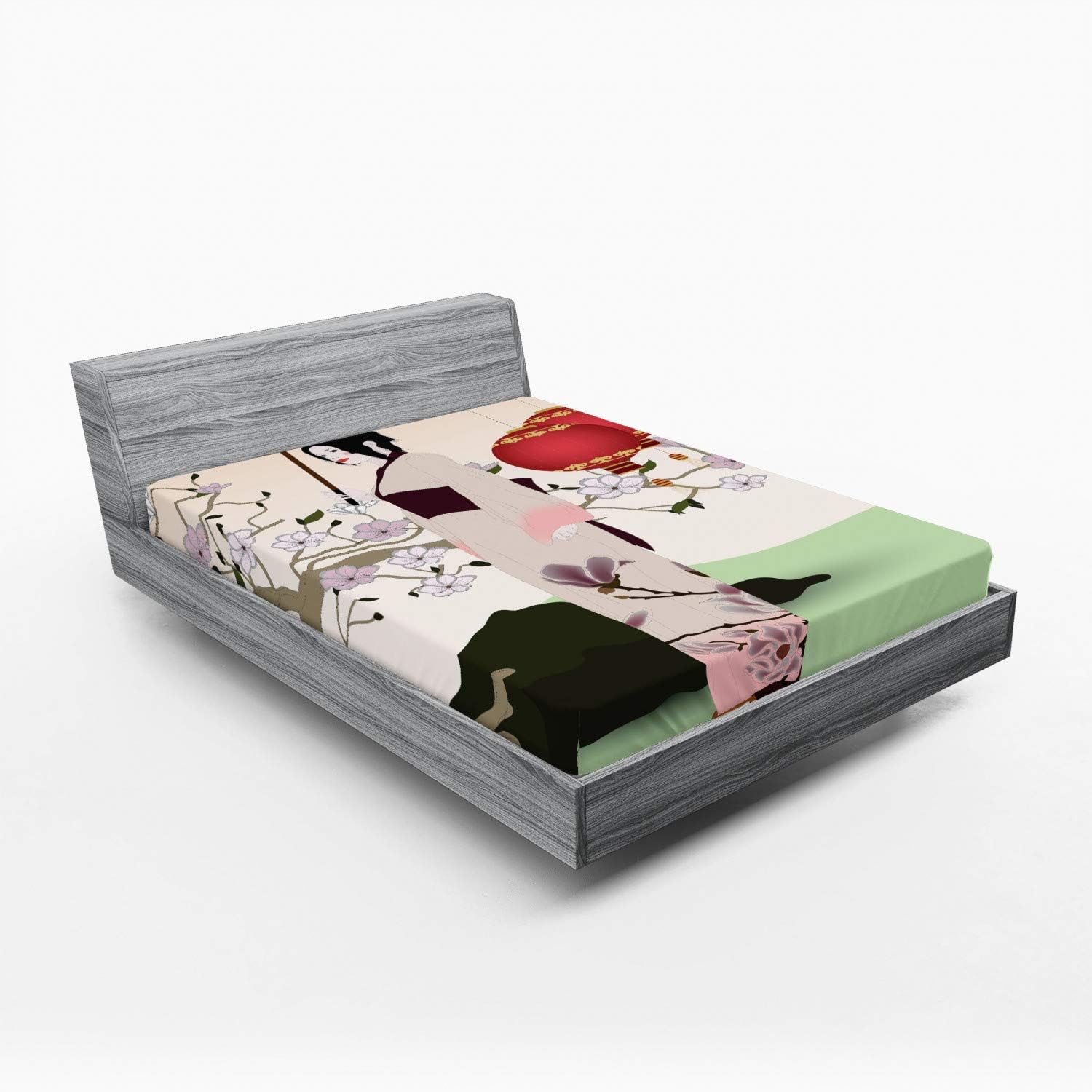 Ambesonne Microfiber Sheet Set Pale Green Multicolor