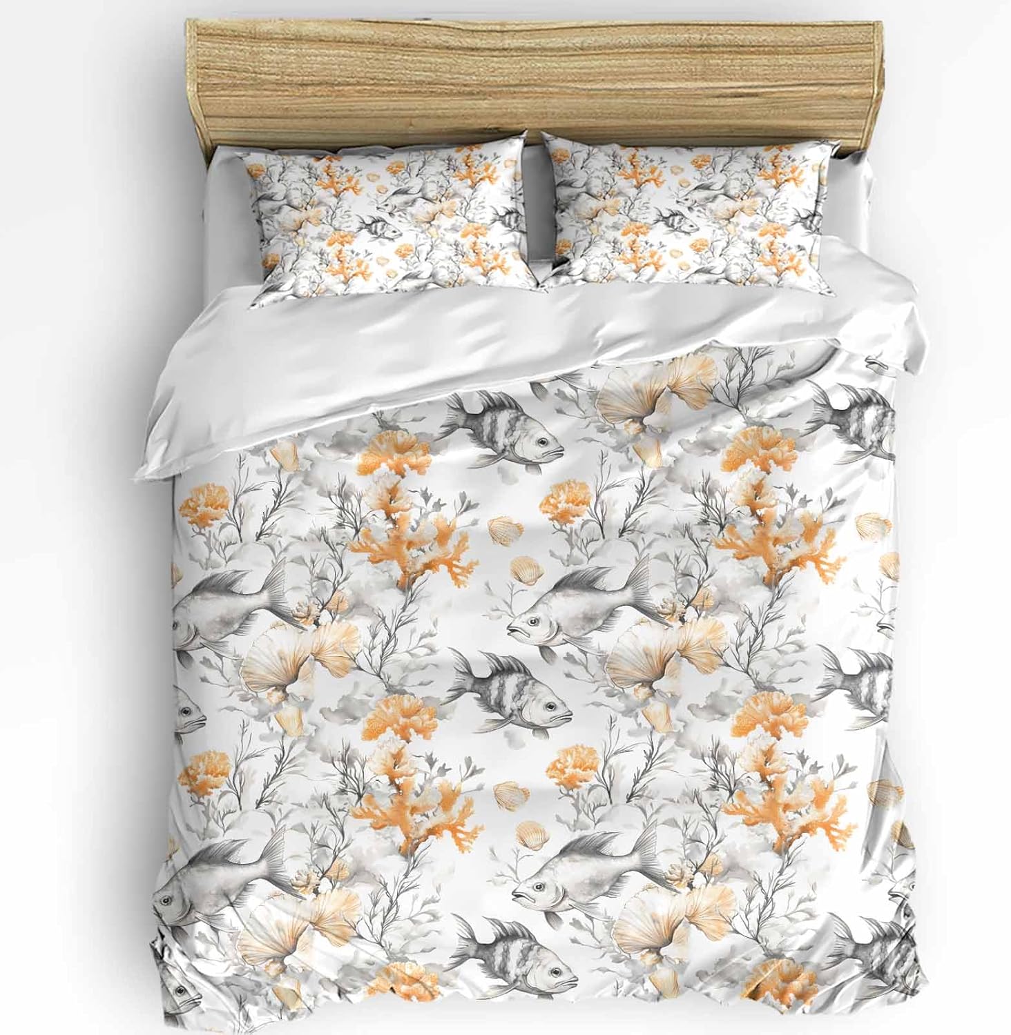 3-Piece Queen Duvet Cover Set with Zipper and Pillowcases