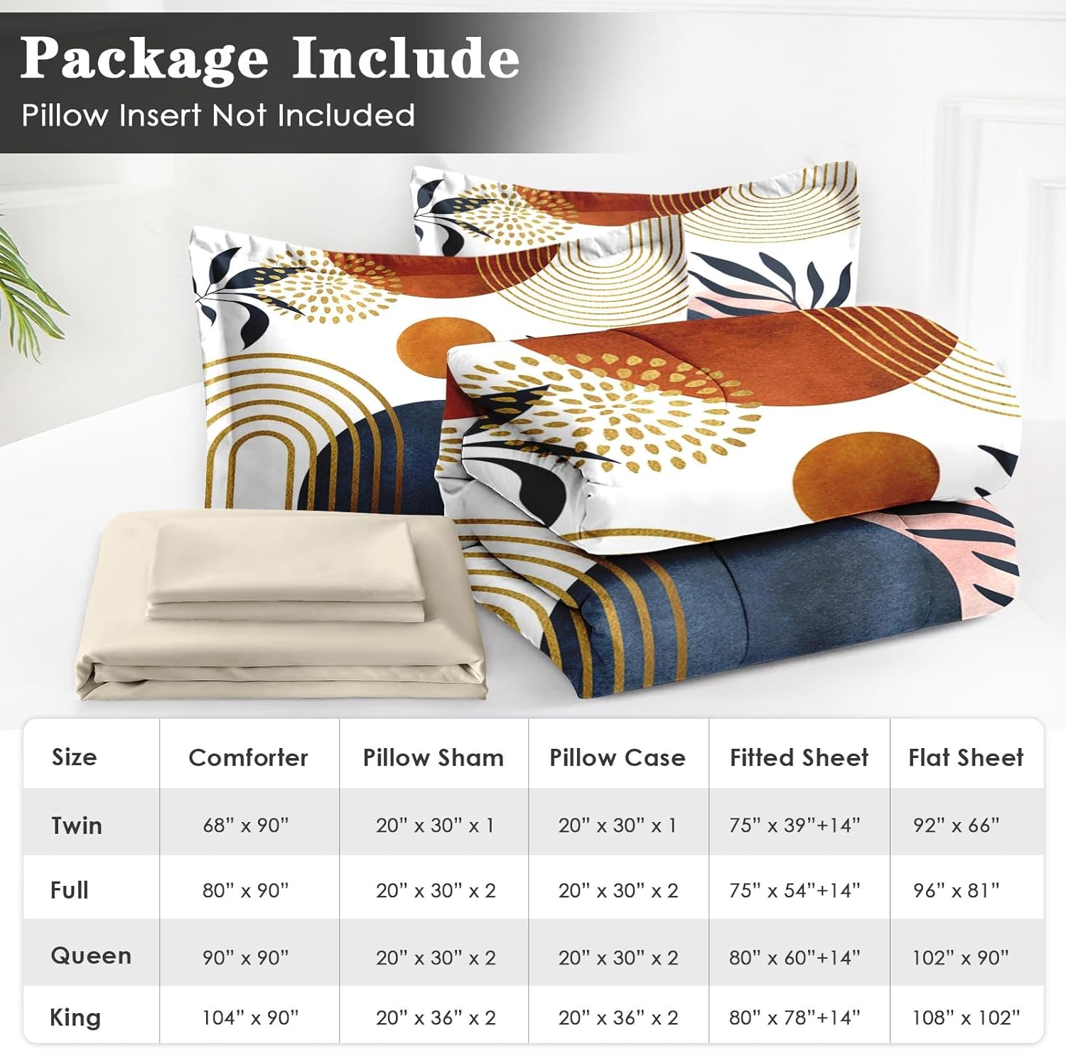 WeCozy 7 Pcs Queen Comforter Set with 2 Pillowcases and 2 Shams