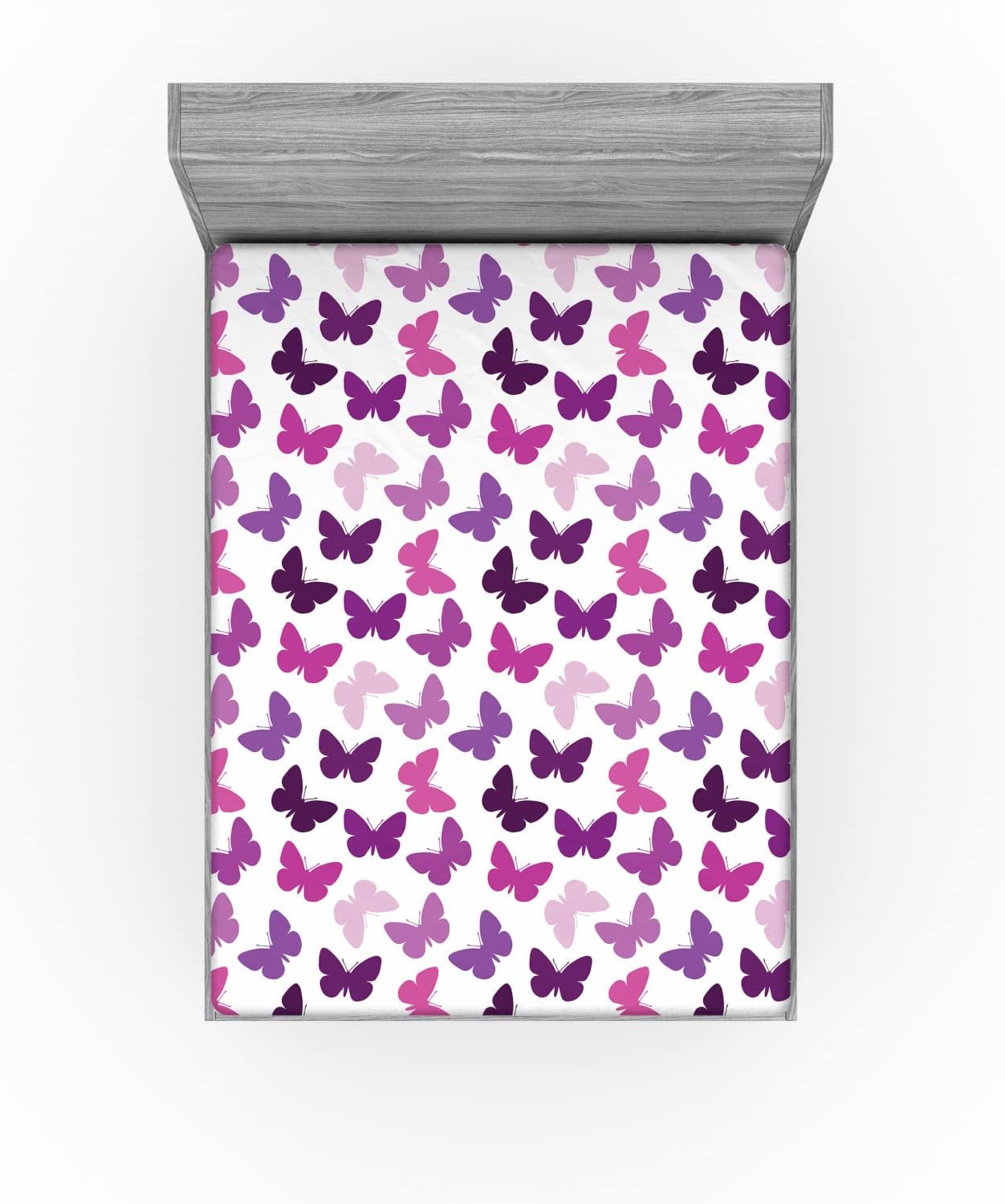 Ambesonne Butterfly Fitted Sheet Purple Lilac Pink California King